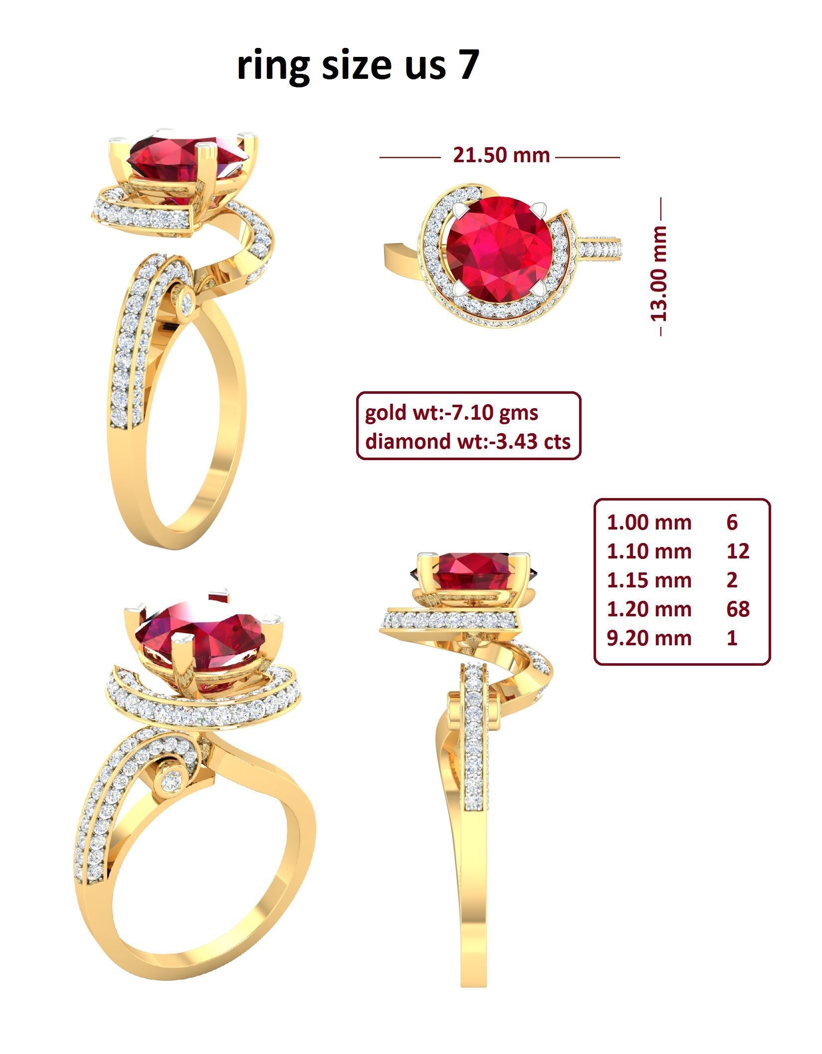 88 Women Ring Cad 3dm render details bulk collection  3D print model_49