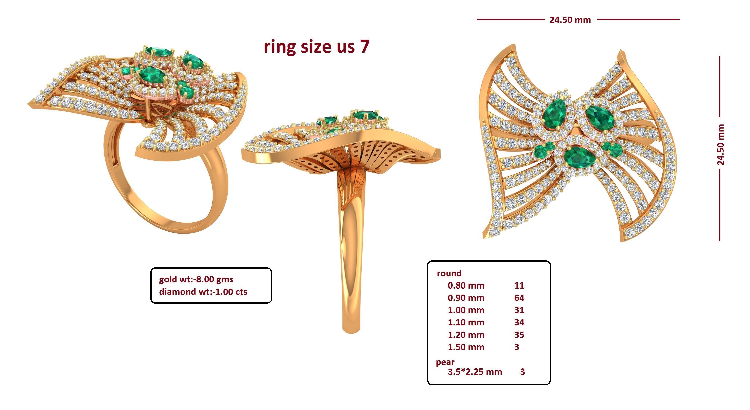88 Women Ring Cad 3dm render details bulk collection  3D print model_31