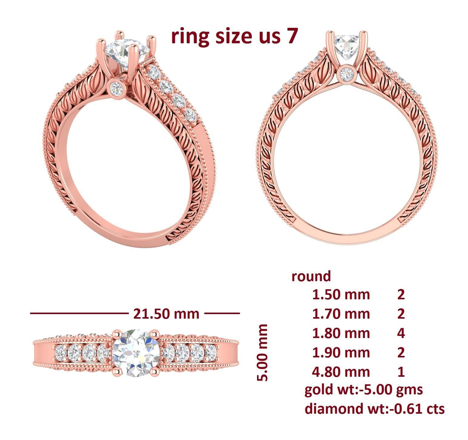 88 Women Ring Cad 3dm render details bulk collection  3D print model_15