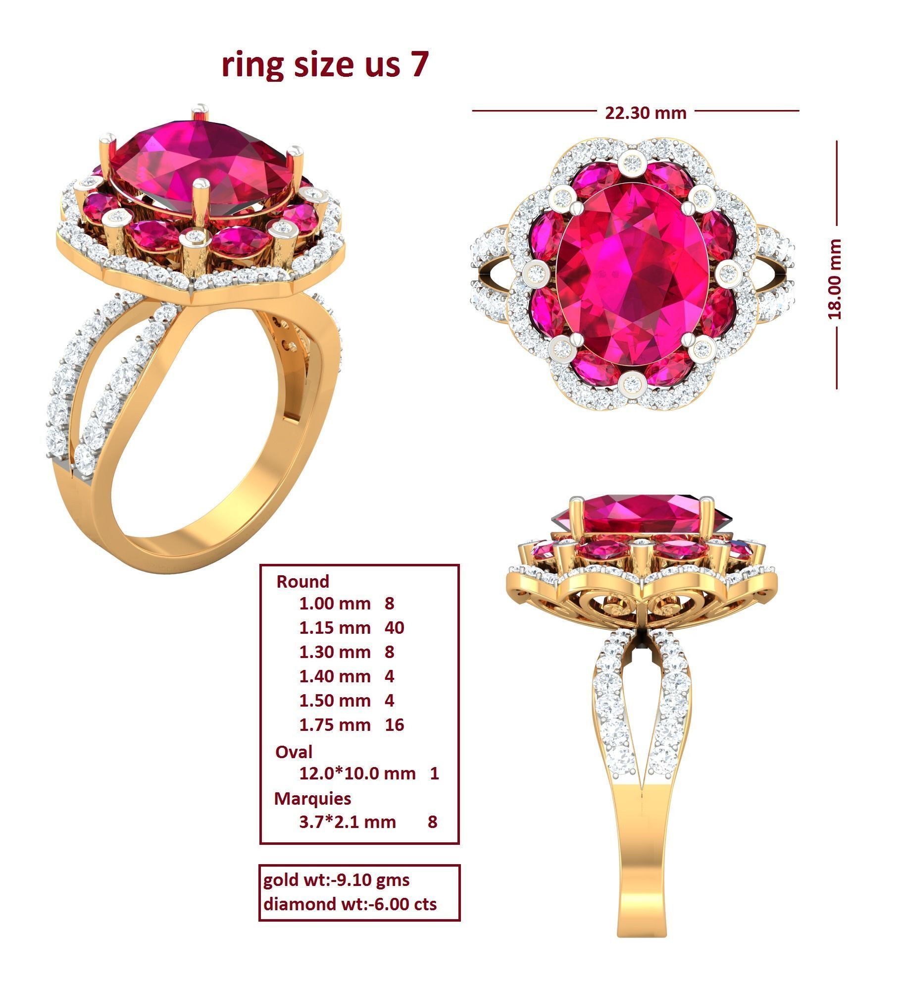 88 Women Ring Cad 3dm render details bulk collection  3D print model_42
