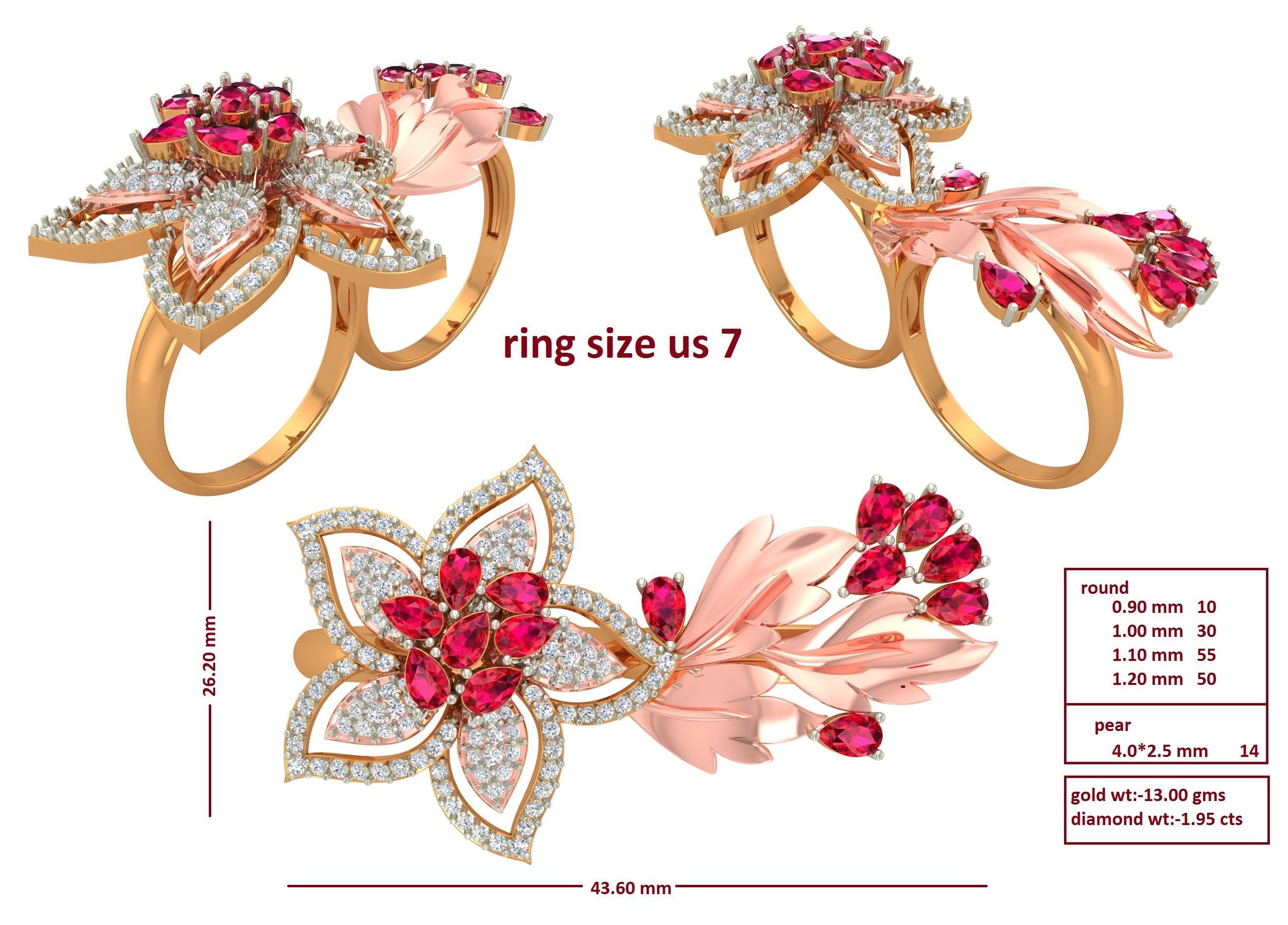 88 Women Ring Cad 3dm render details bulk collection  3D print model_5