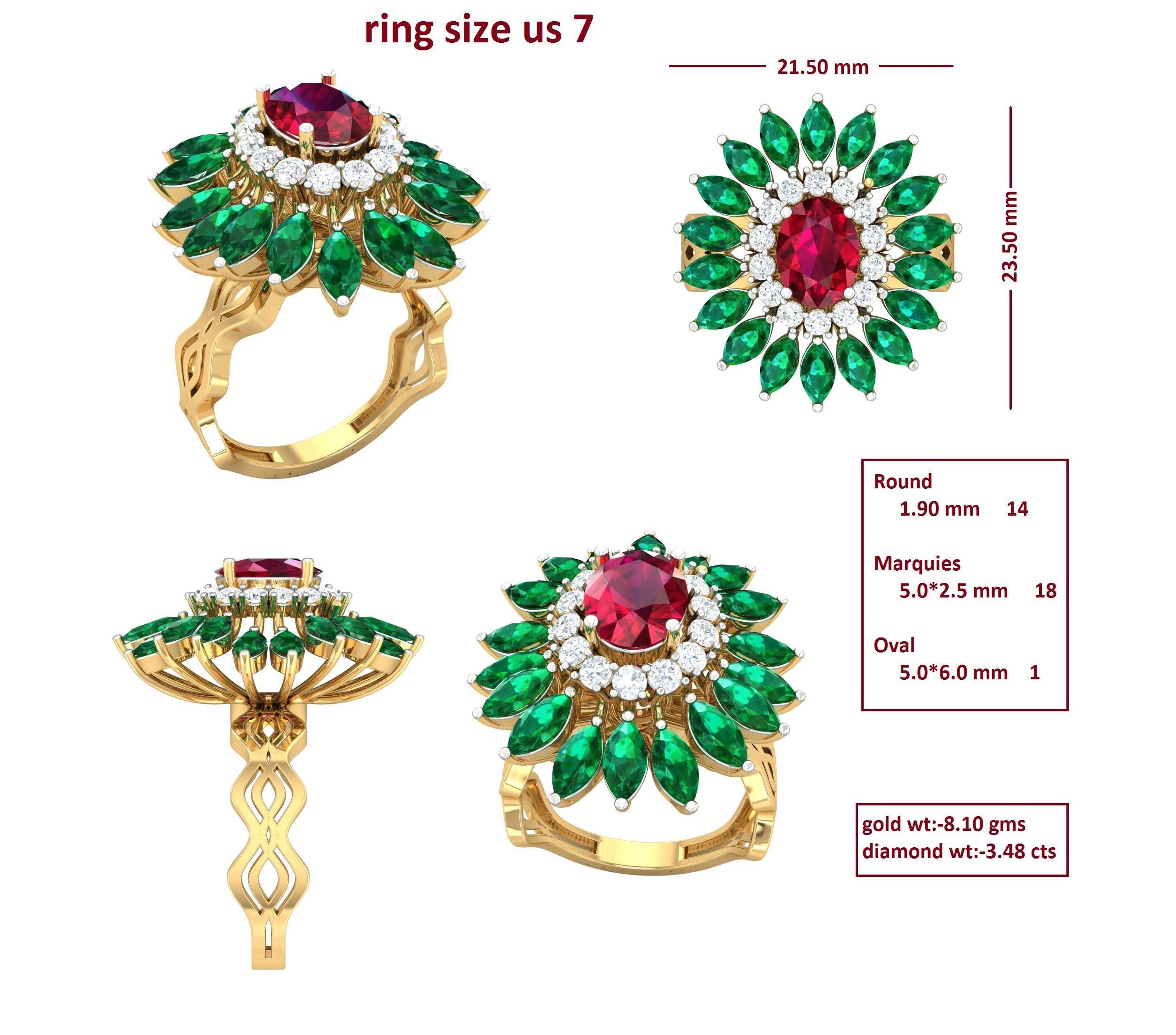 88 Women Ring Cad 3dm render details bulk collection  3D print model_55