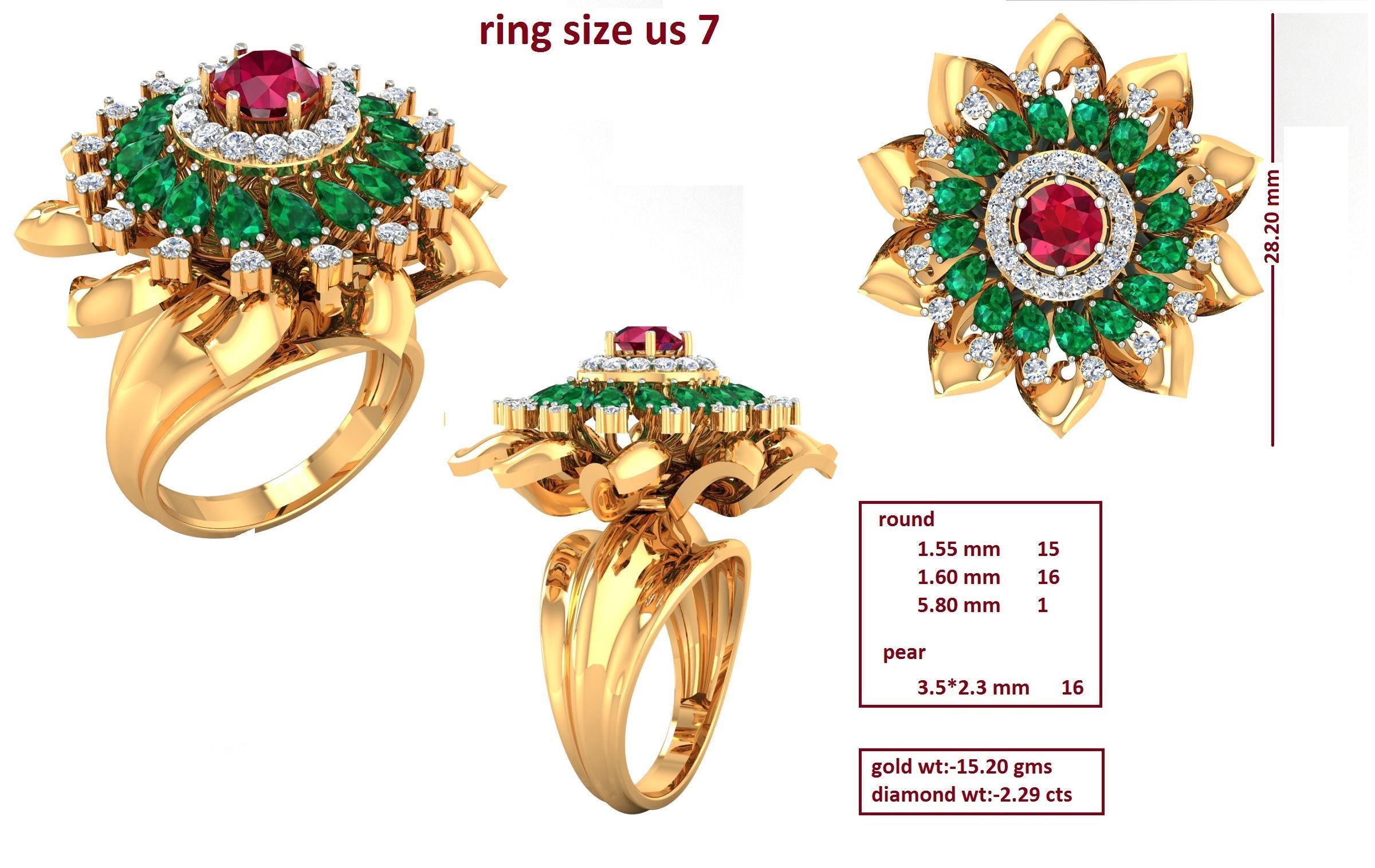 88 Women Ring Cad 3dm render details bulk collection  3D print model_39