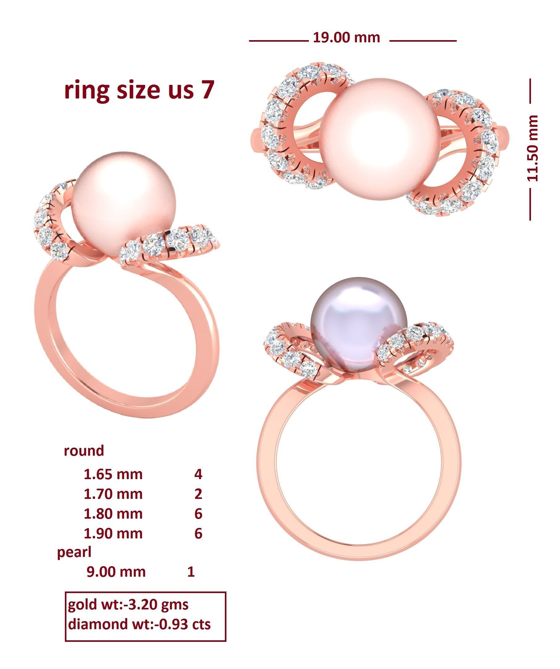 88 Women Ring Cad 3dm render details bulk collection  3D print model_19