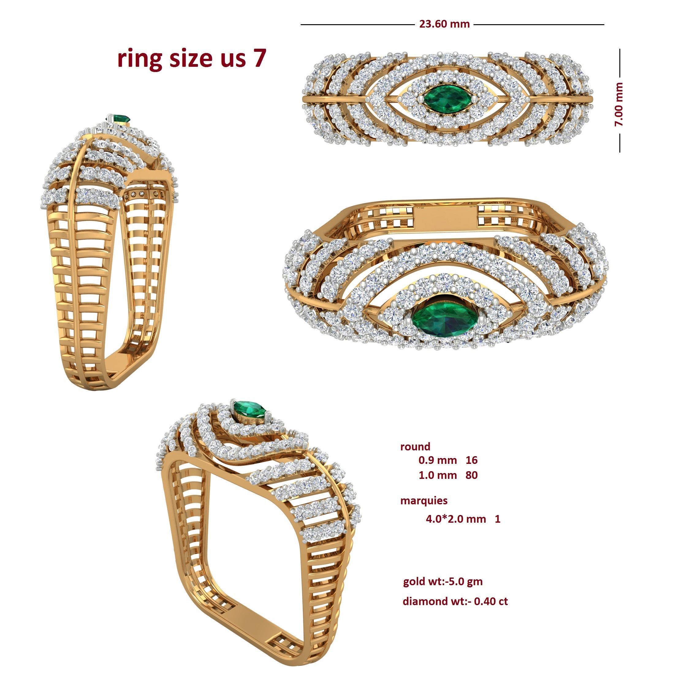 88 Women Ring Cad 3dm render details bulk collection  3D print model_35