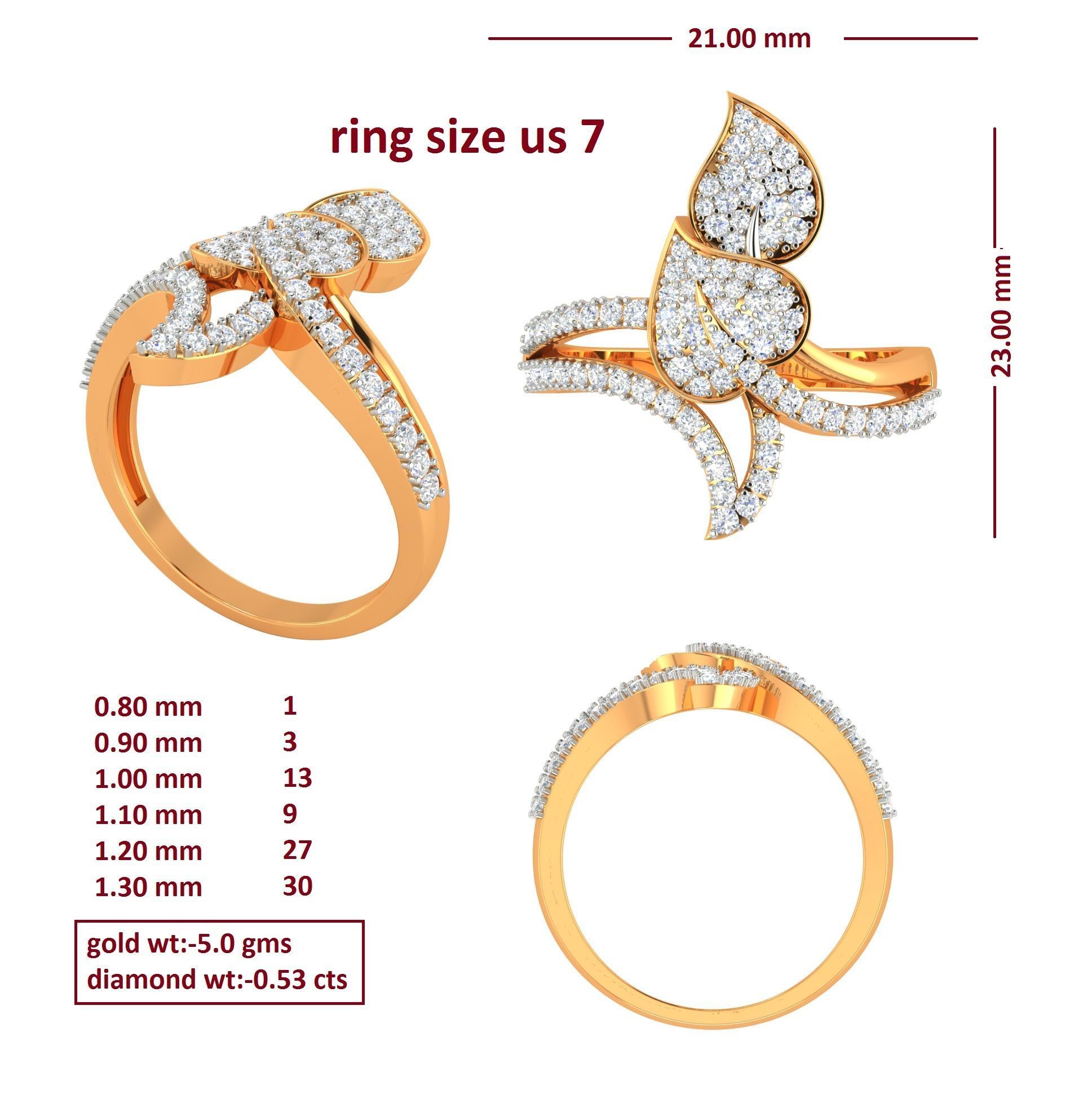 88 Women Ring Cad 3dm render details bulk collection  3D print model_16