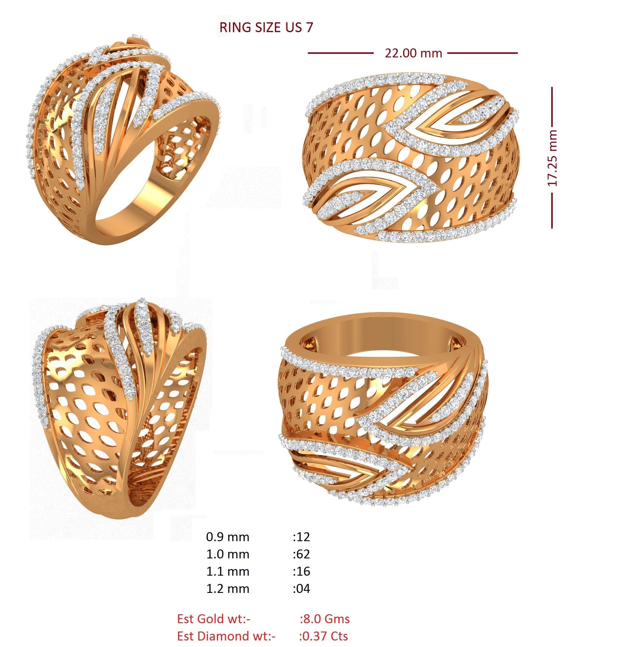 88 Women Ring Cad 3dm render details bulk collection  3D print model_30