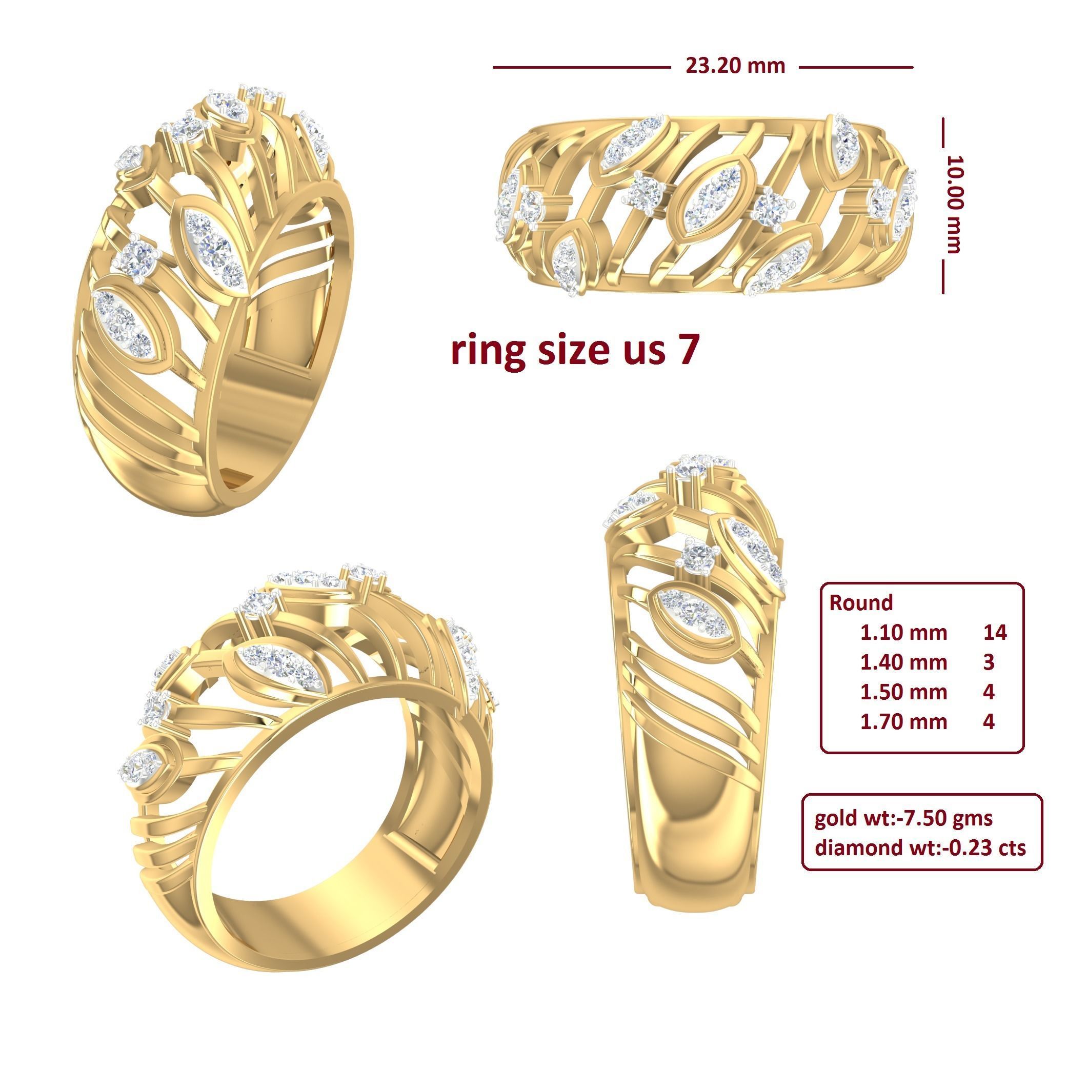 88 Women Ring Cad 3dm render details bulk collection  3D print model_40