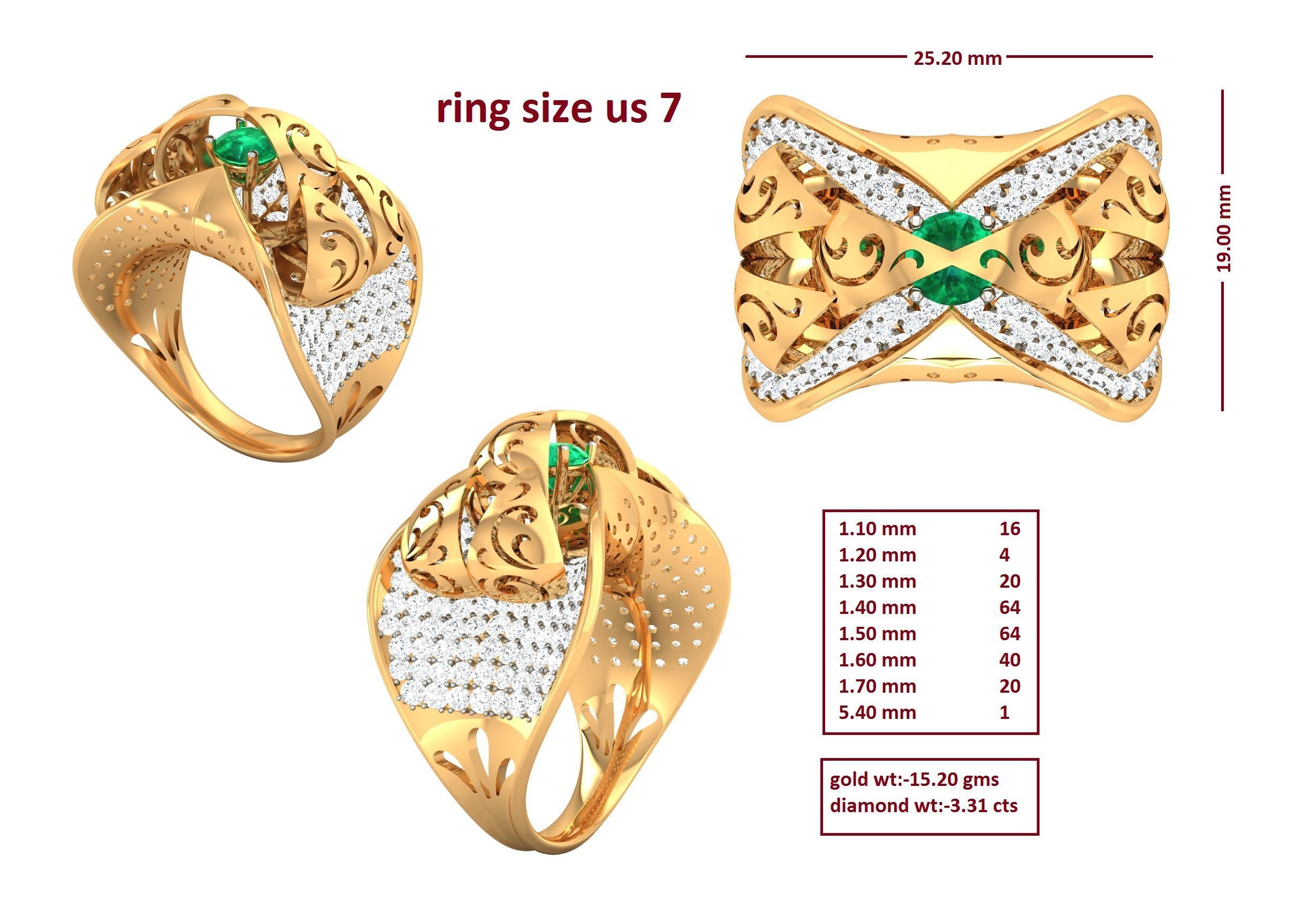 88 Women Ring Cad 3dm render details bulk collection  3D print model_22