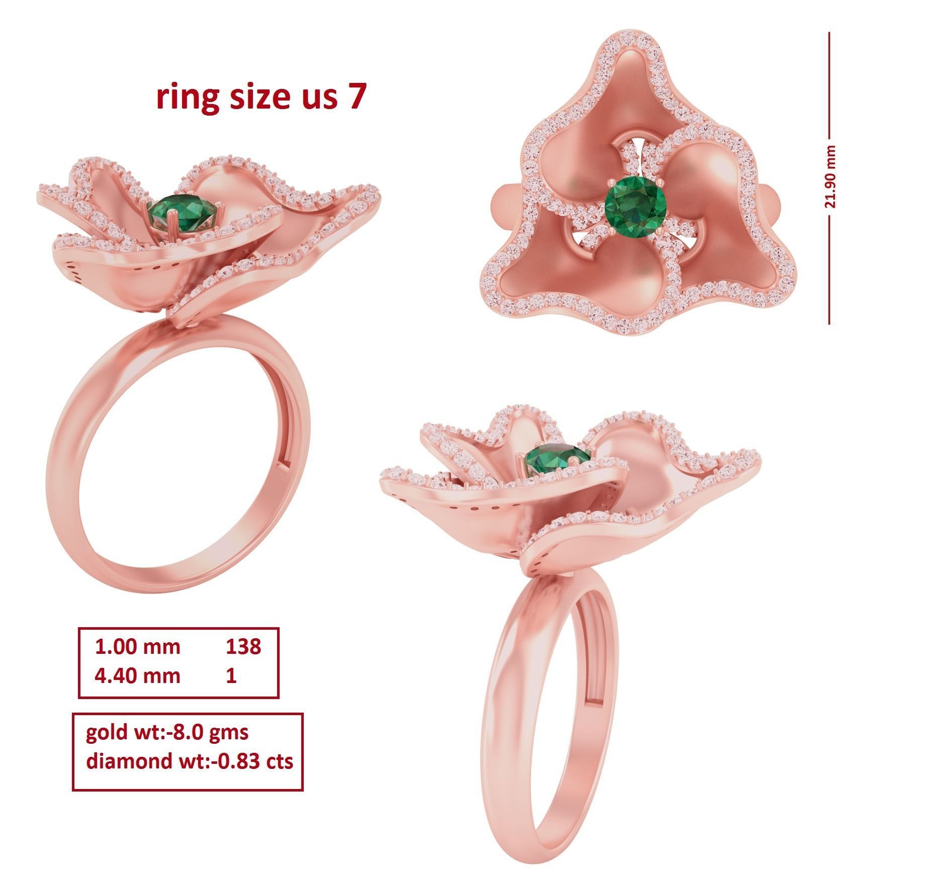 88 Women Ring Cad 3dm render details bulk collection  3D print model_6