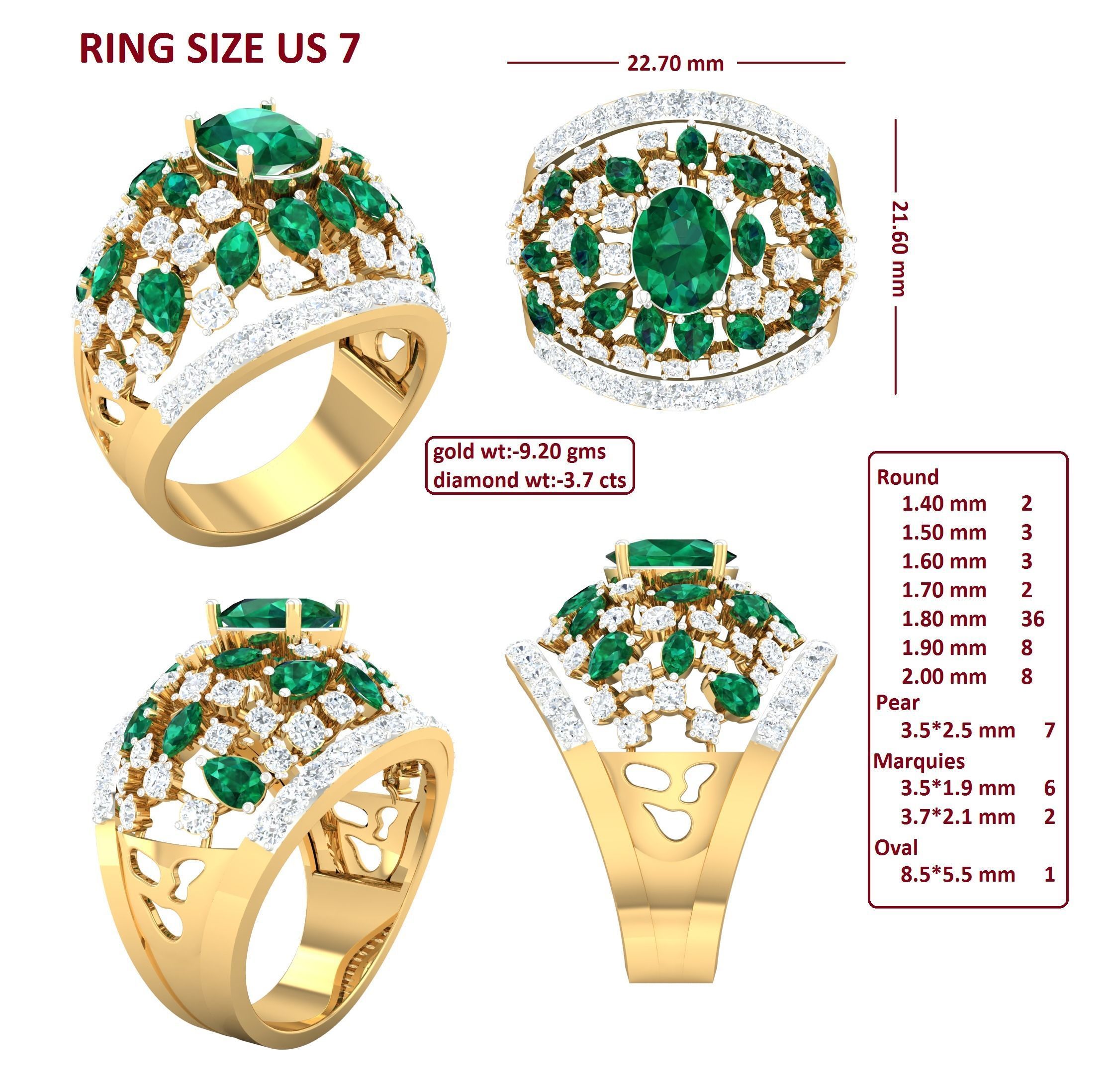 88 Women Ring Cad 3dm render details bulk collection  3D print model_50