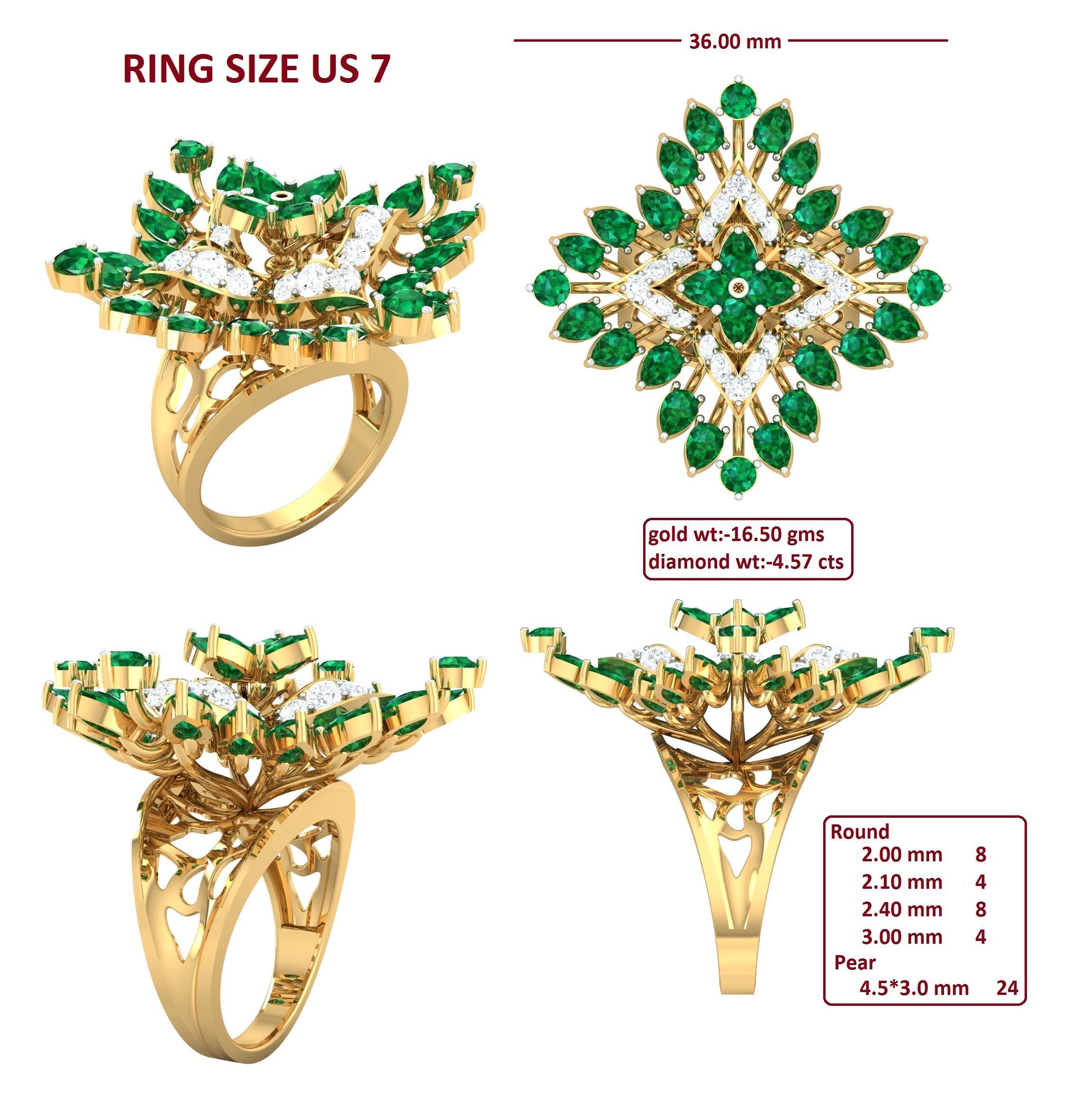 88 Women Ring Cad 3dm render details bulk collection  3D print model_51