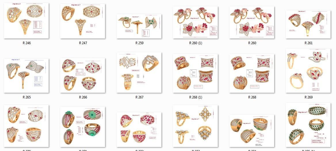 88 Women Ring Cad 3dm render details bulk collection  3D print model_3