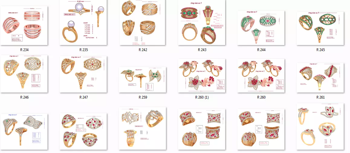 88 Women Ring Cad 3dm render details bulk collection  3D print model_0