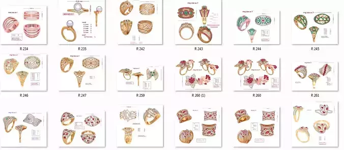 88 Women Ring Cad 3dm render details bulk collection  3D print model