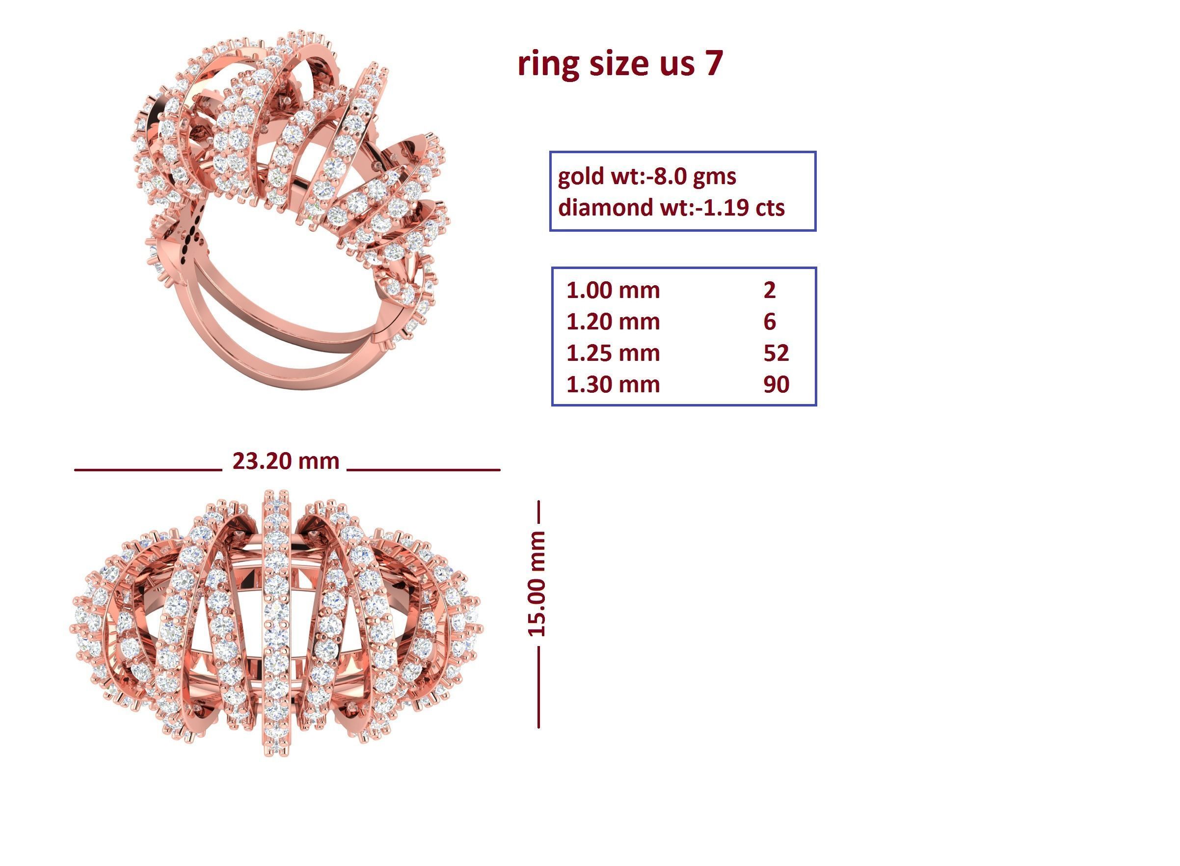 88 Women Ring Cad 3dm render details bulk collection  3D print model_36