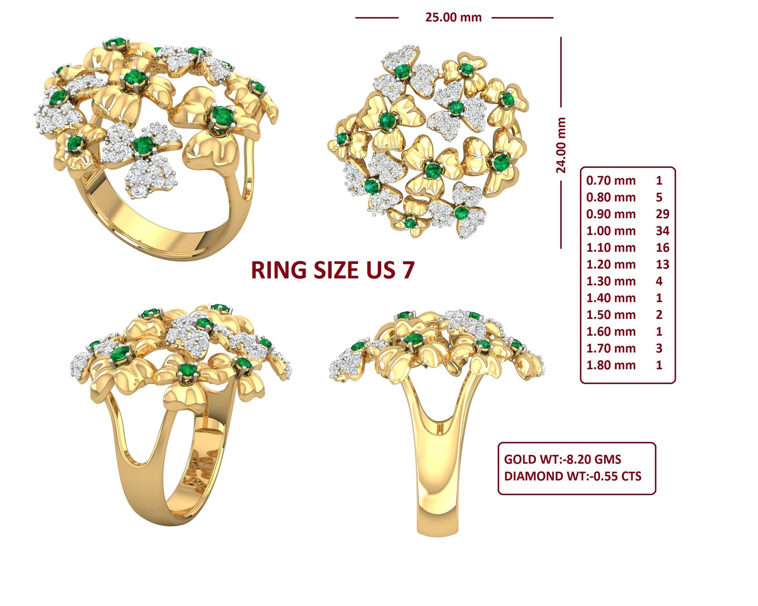 88 Women Ring Cad 3dm render details bulk collection  3D print model_11