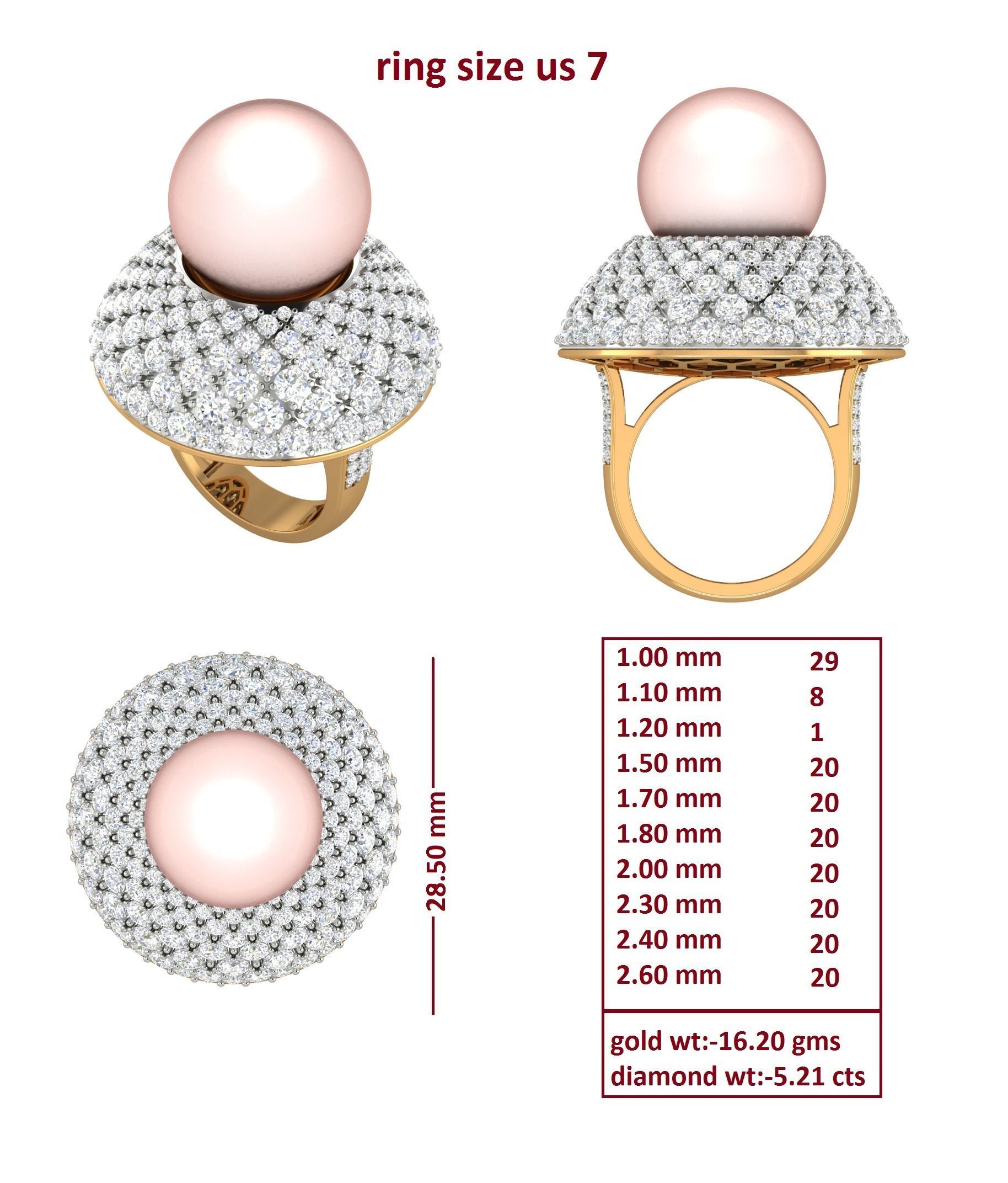 88 Women Ring Cad 3dm render details bulk collection  3D print model_12