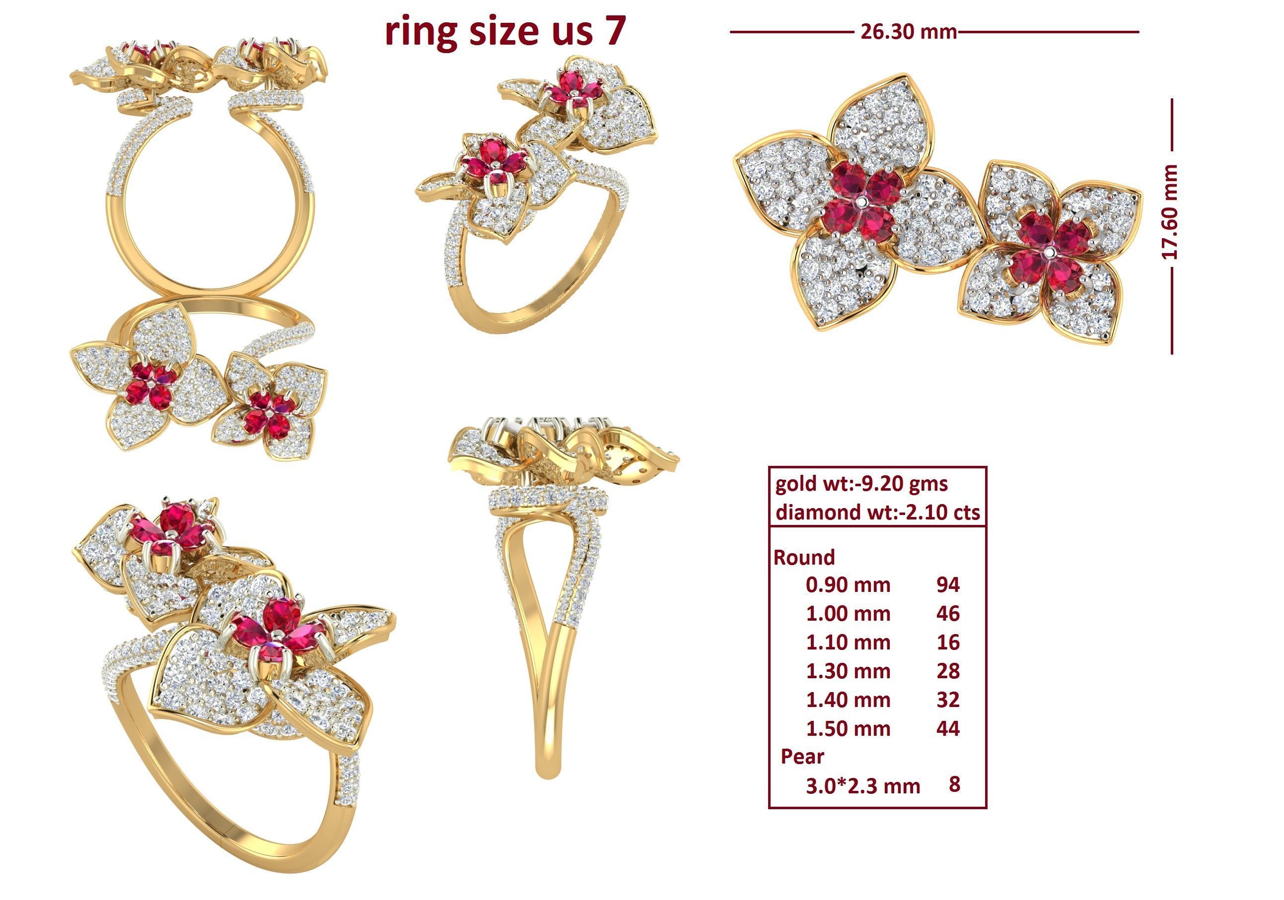 88 Women Ring Cad 3dm render details bulk collection  3D print model_8