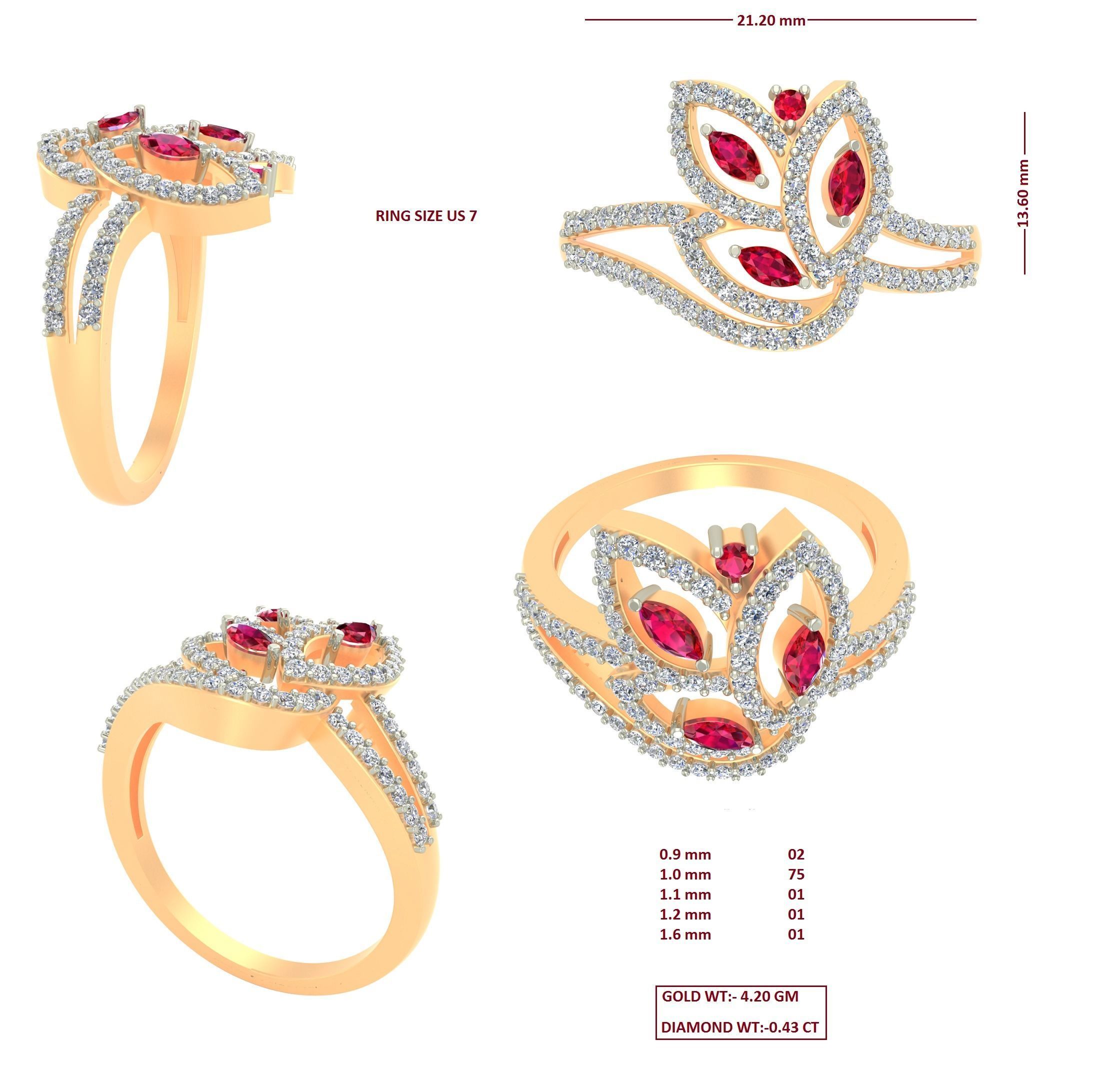 88 Women Ring Cad 3dm render details bulk collection  3D print model_26