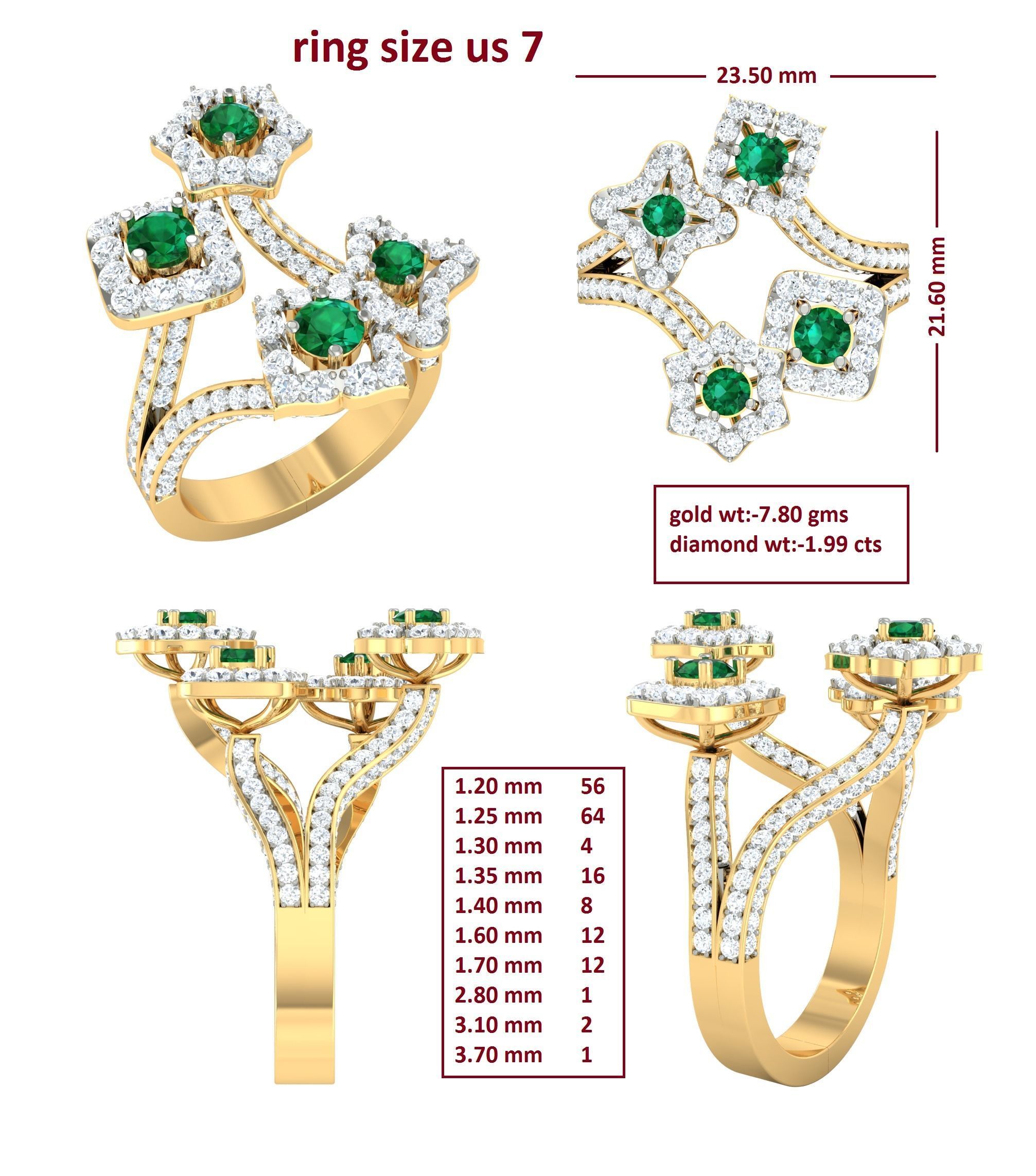 88 Women Ring Cad 3dm render details bulk collection  3D print model_52
