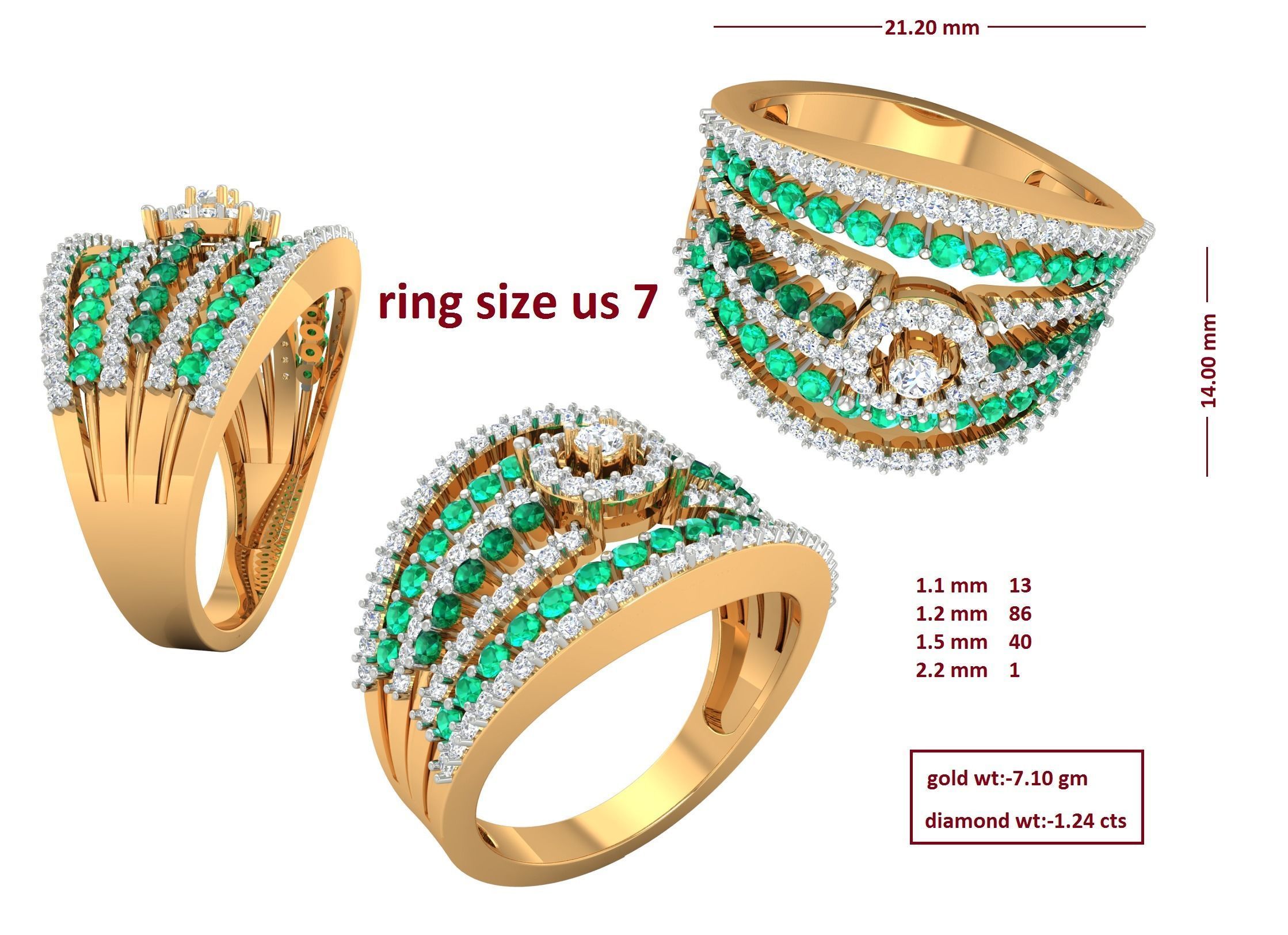 88 Women Ring Cad 3dm render details bulk collection  3D print model_34