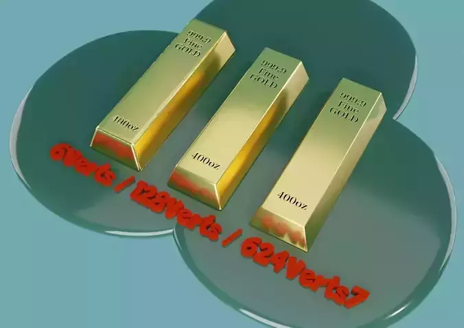 PBR LowPoly Gold Ingots Free low-poly 3D model