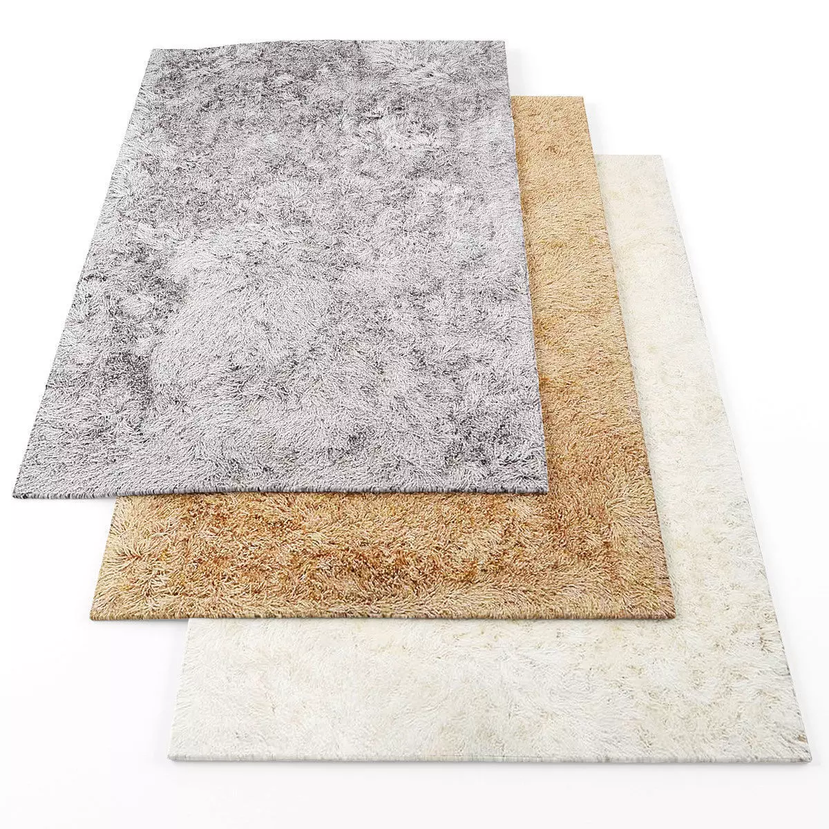 Rugs-415 three sheepskin rugs Low-poly 3D model_0