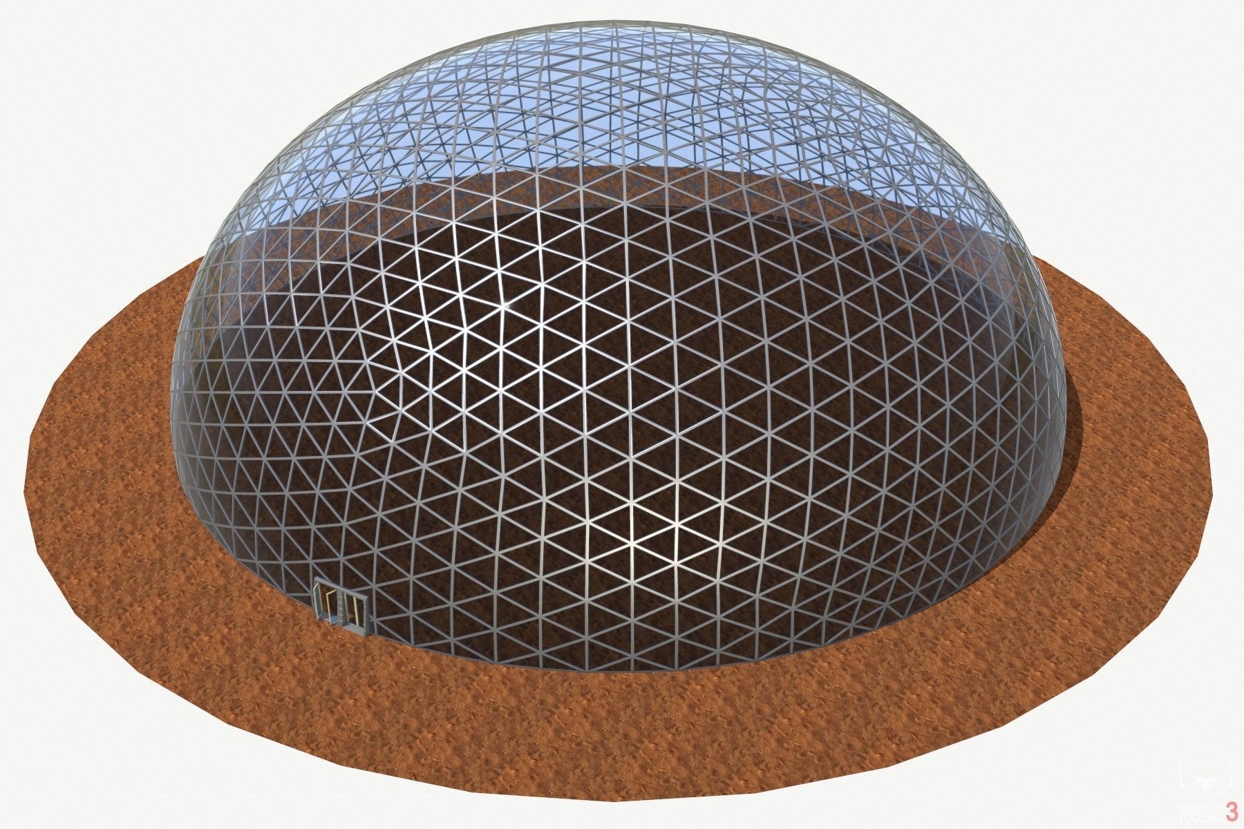 Geodesic dome 3D model_2