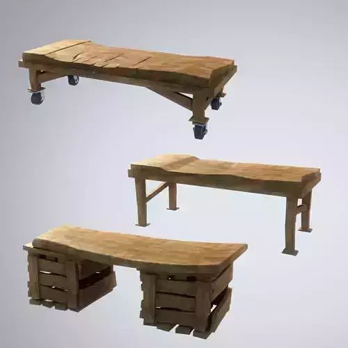 3 types of Stylized Wooden Table 3D model