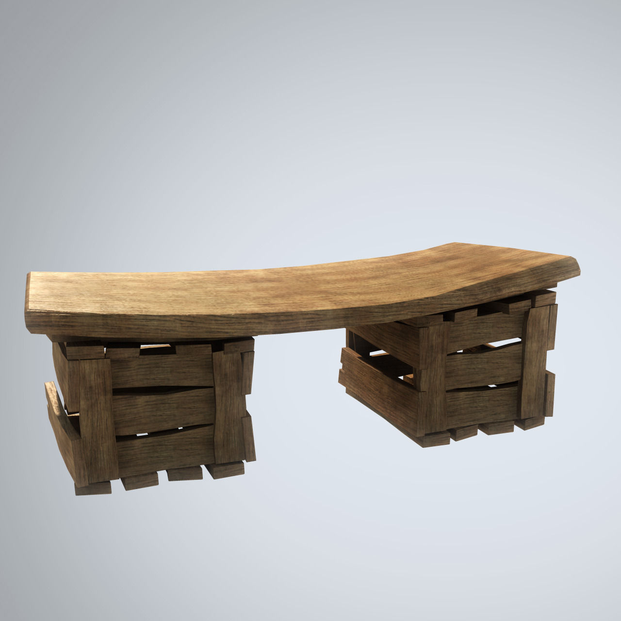 3 types of Stylized Wooden Table 3D model_3