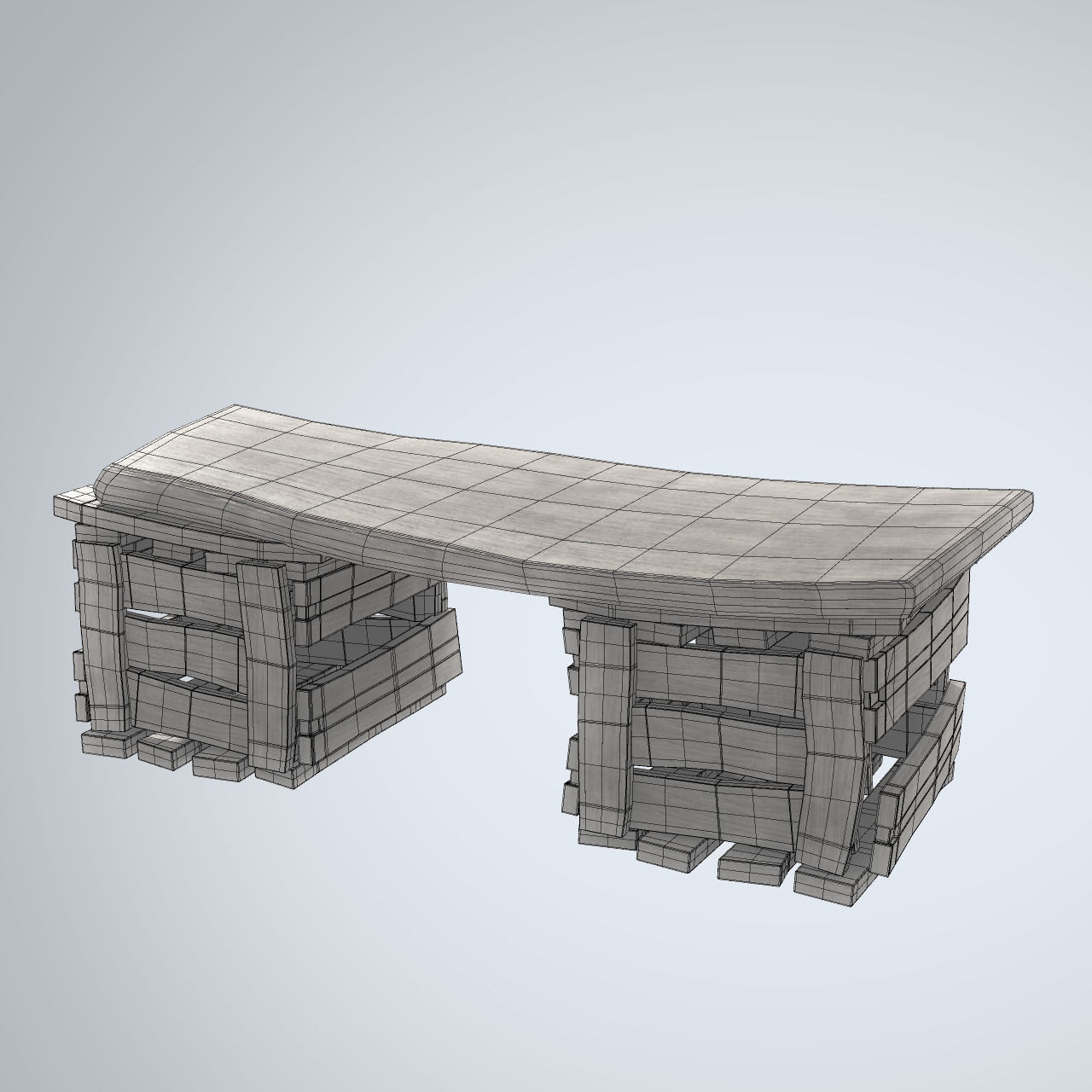 3 types of Stylized Wooden Table 3D model_10