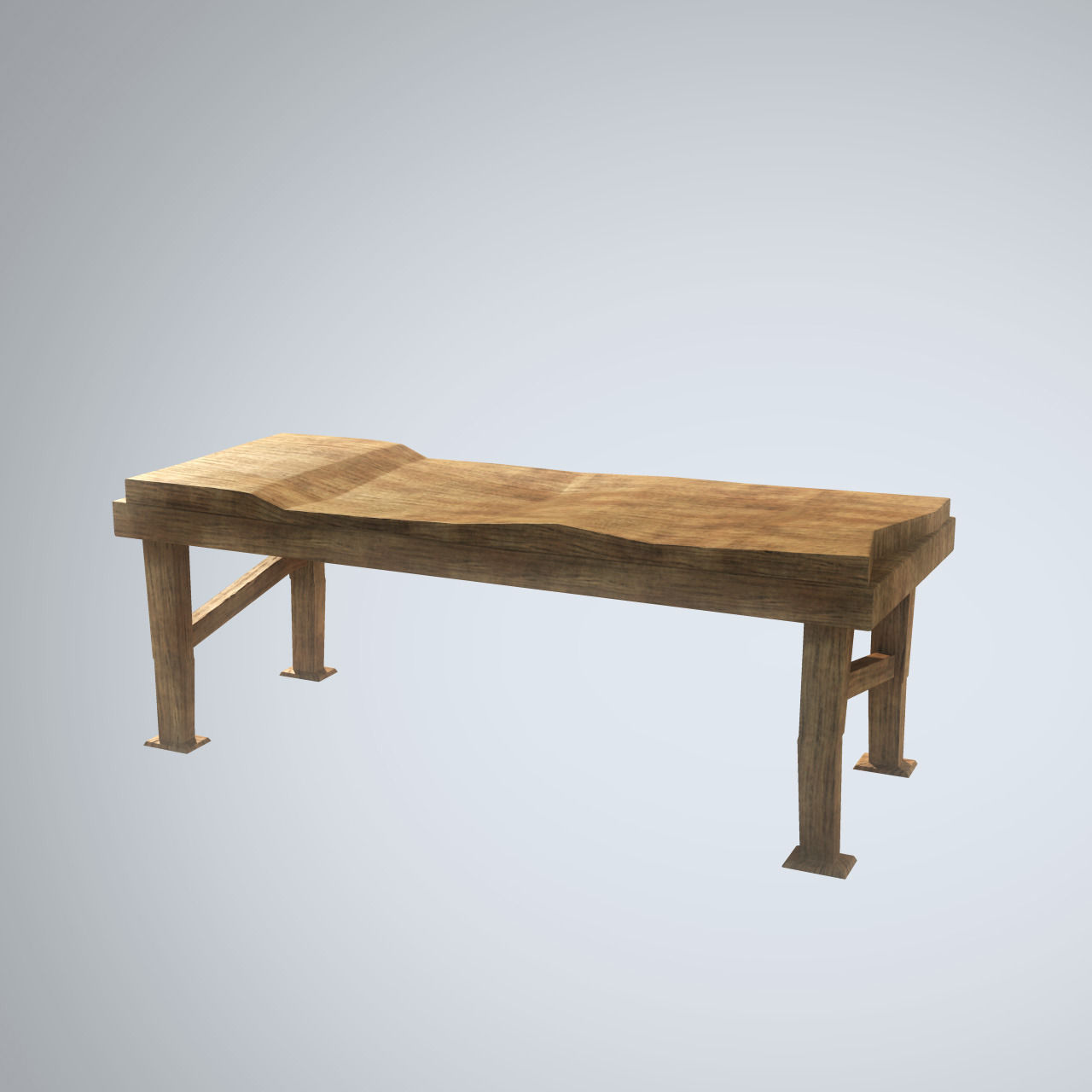 3 types of Stylized Wooden Table 3D model_5