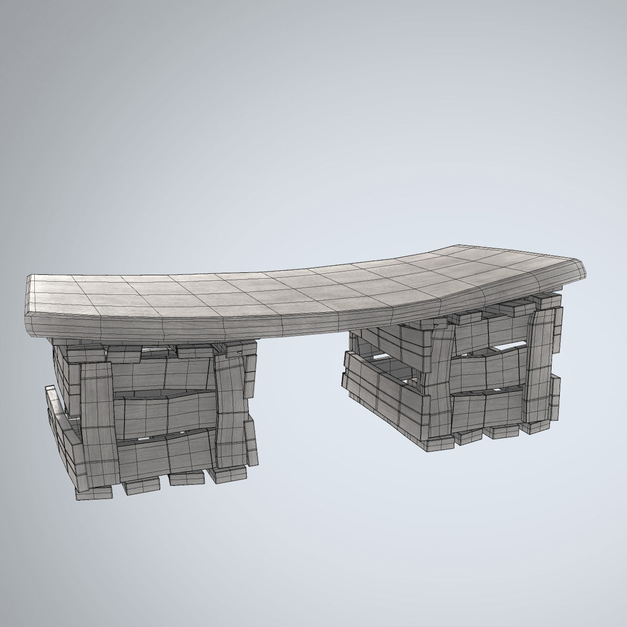 3 types of Stylized Wooden Table 3D model_9