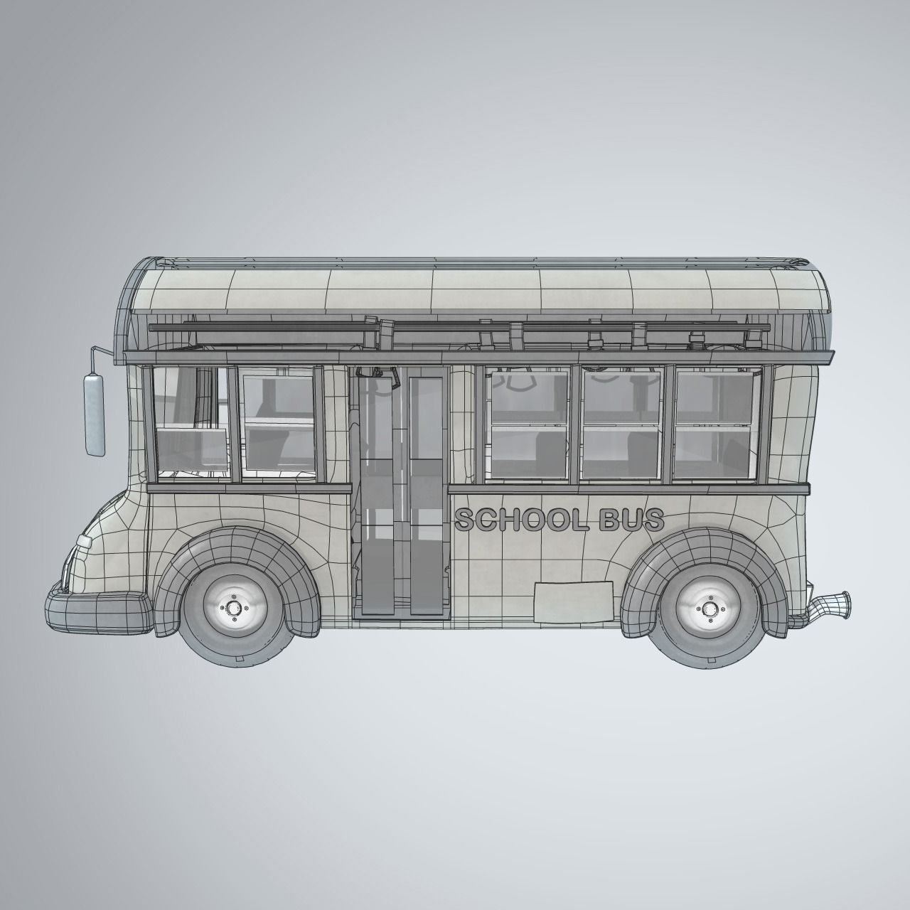 Cute Cartoon School Bus 3D model_5
