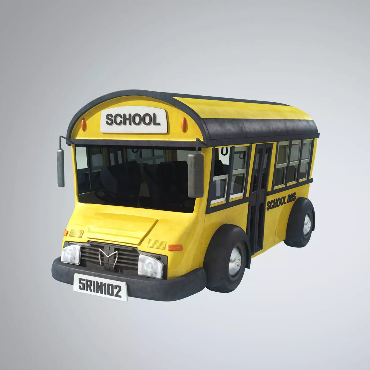Cute Cartoon School Bus 3D model_0
