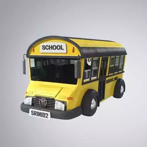 Cute Cartoon School Bus 3D model