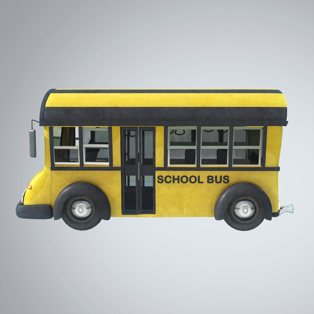 Cute Cartoon School Bus 3D model_2