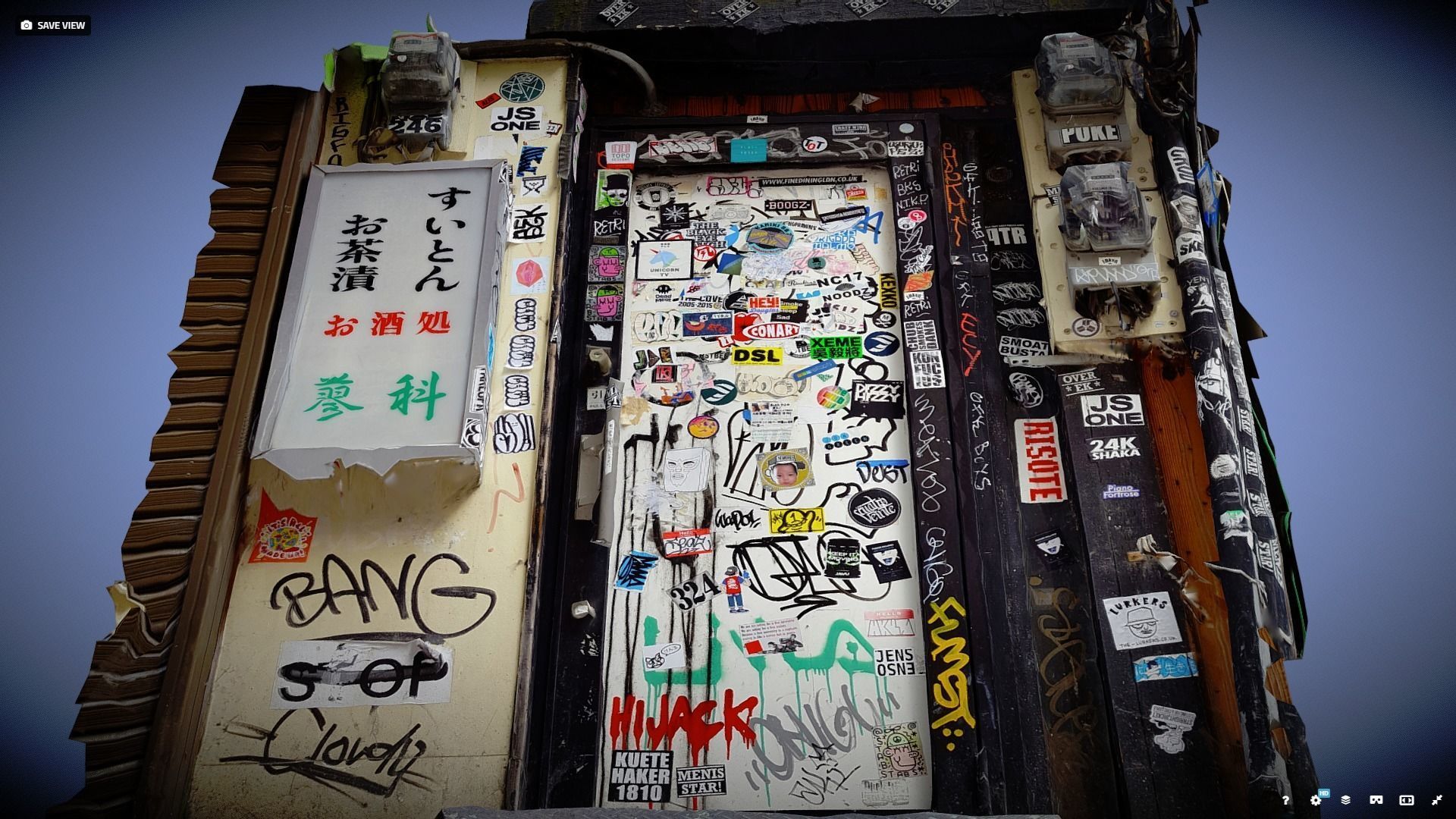 Japanese graffitied door with stickers photogrammetry scan 3D model_4