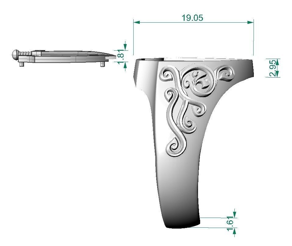 signet with sword 3D print model_10
