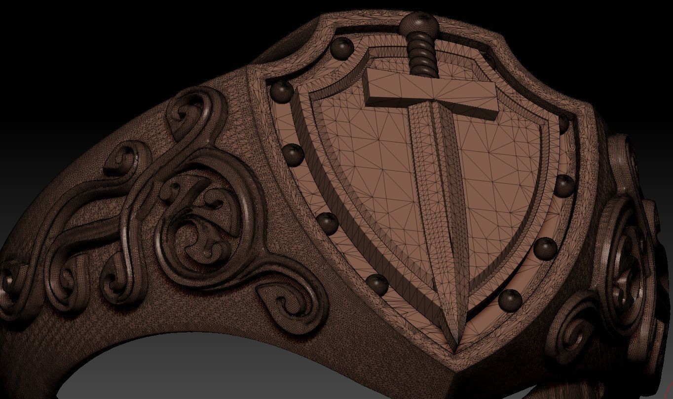 signet with sword 3D print model_4