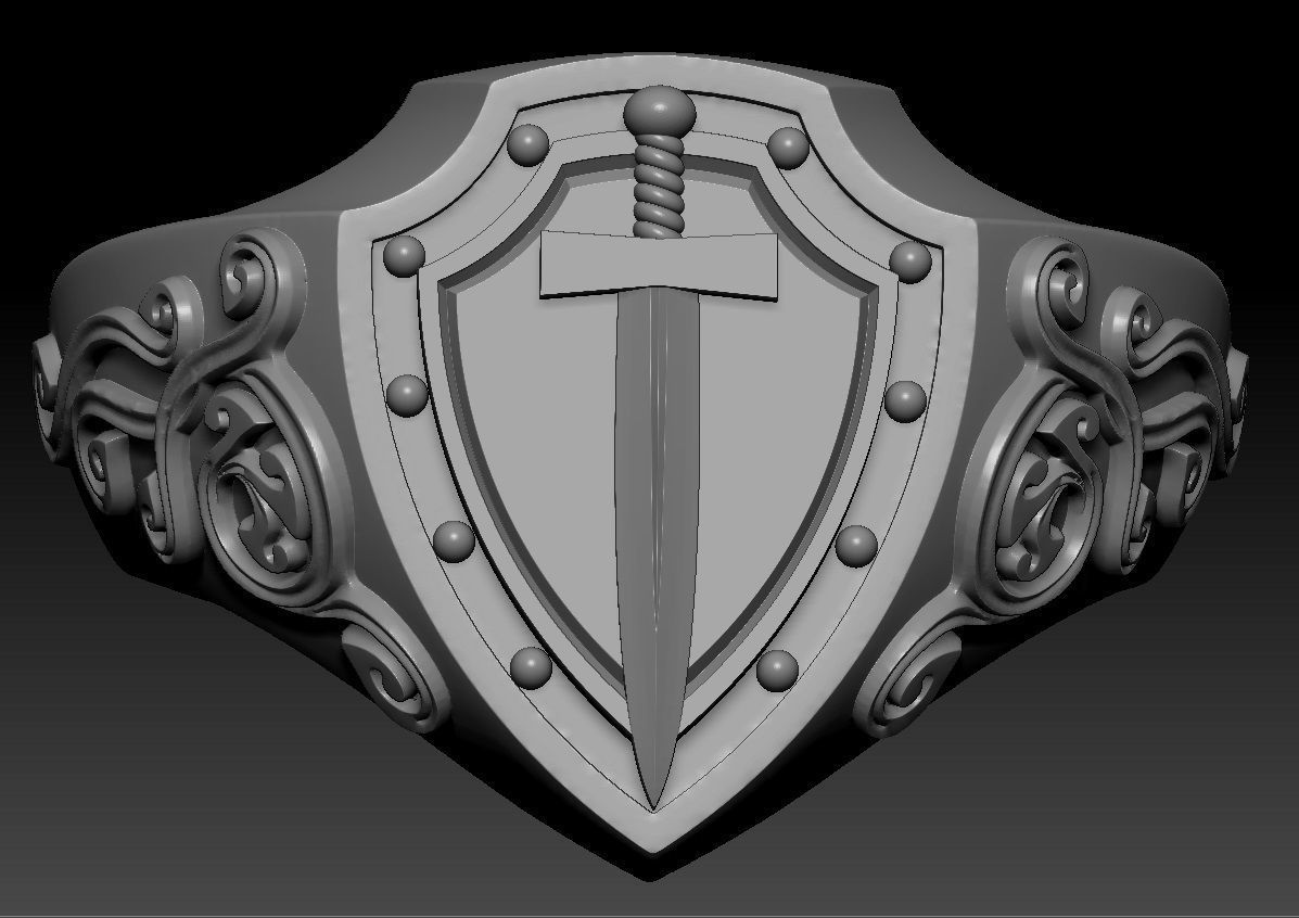 signet with sword 3D print model_3