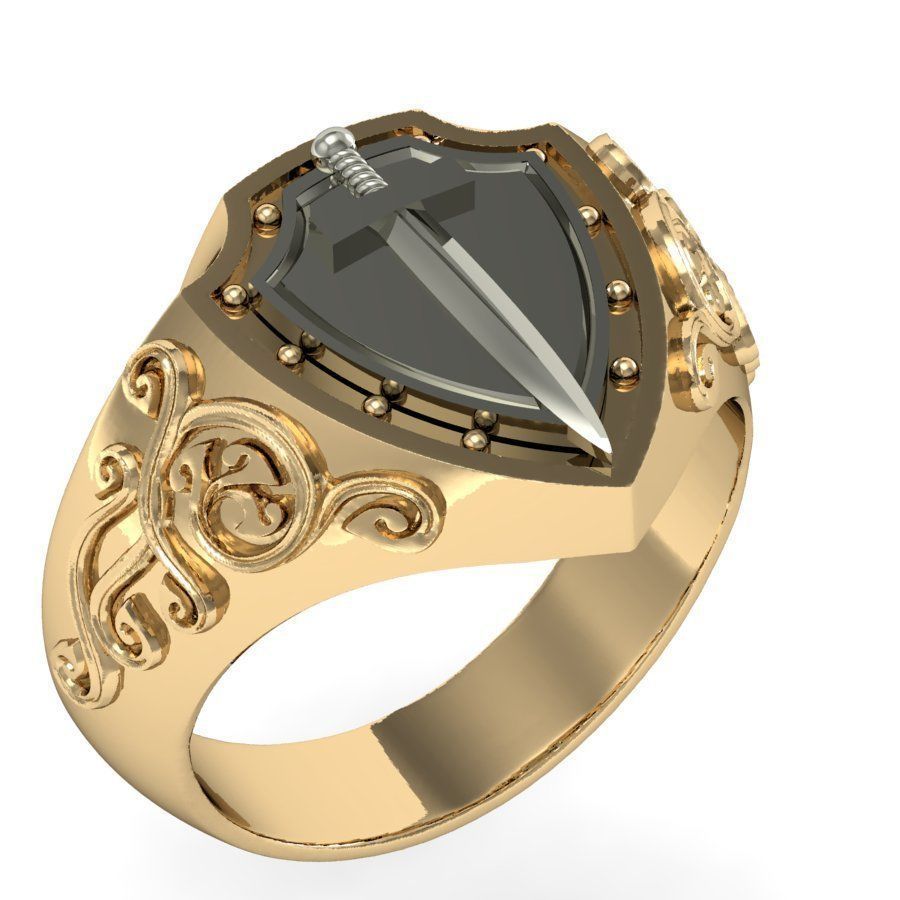 signet with sword 3D print model_7