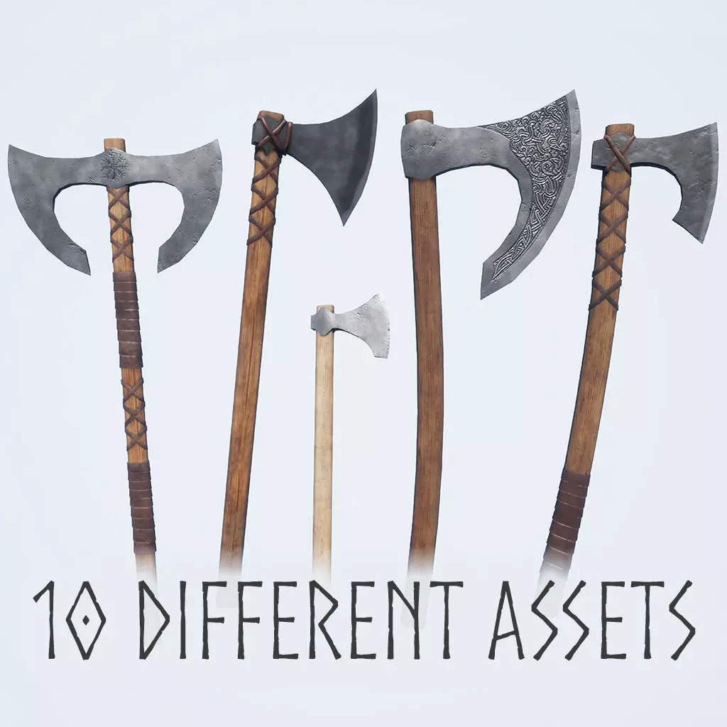 Weapons Series - Axes - Mini Pack Low-poly 3D model_0