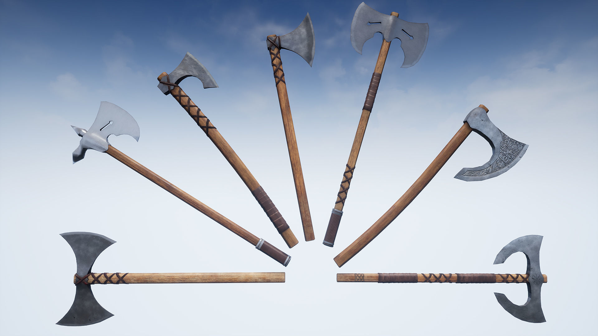 Weapons Series - Axes - Mini Pack Low-poly 3D model_2