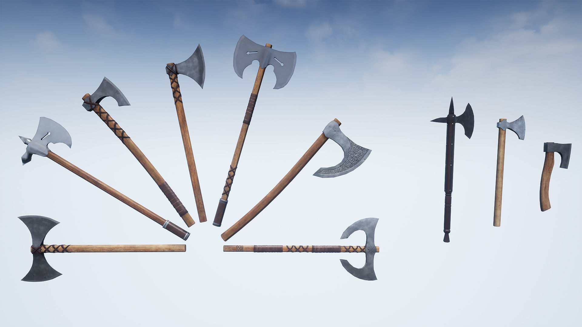 Weapons Series - Axes - Mini Pack Low-poly 3D model_1