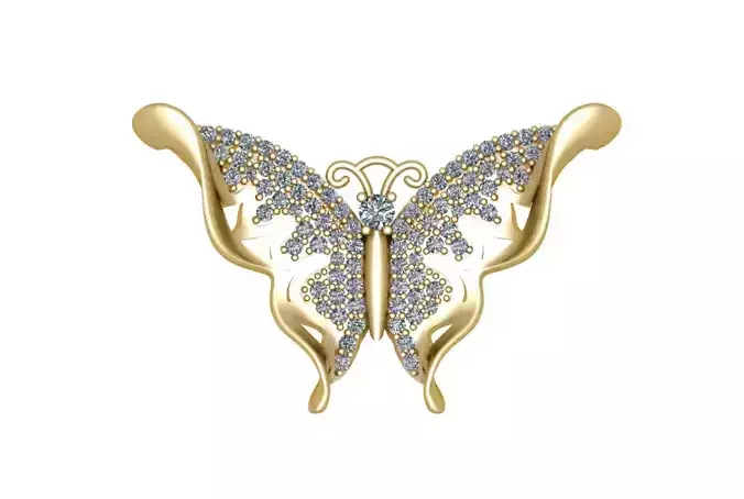 butterfly gold brooch with diamonds