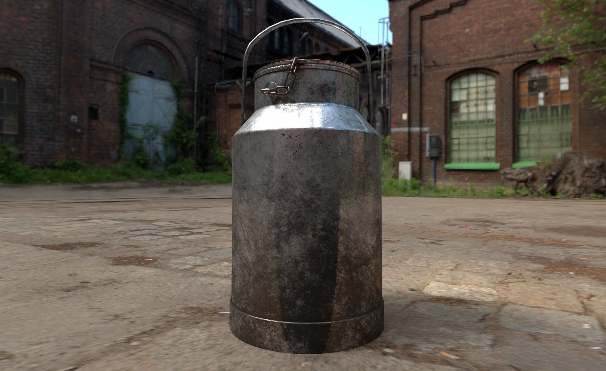 Used Milk Churn Low-poly 3D model_1