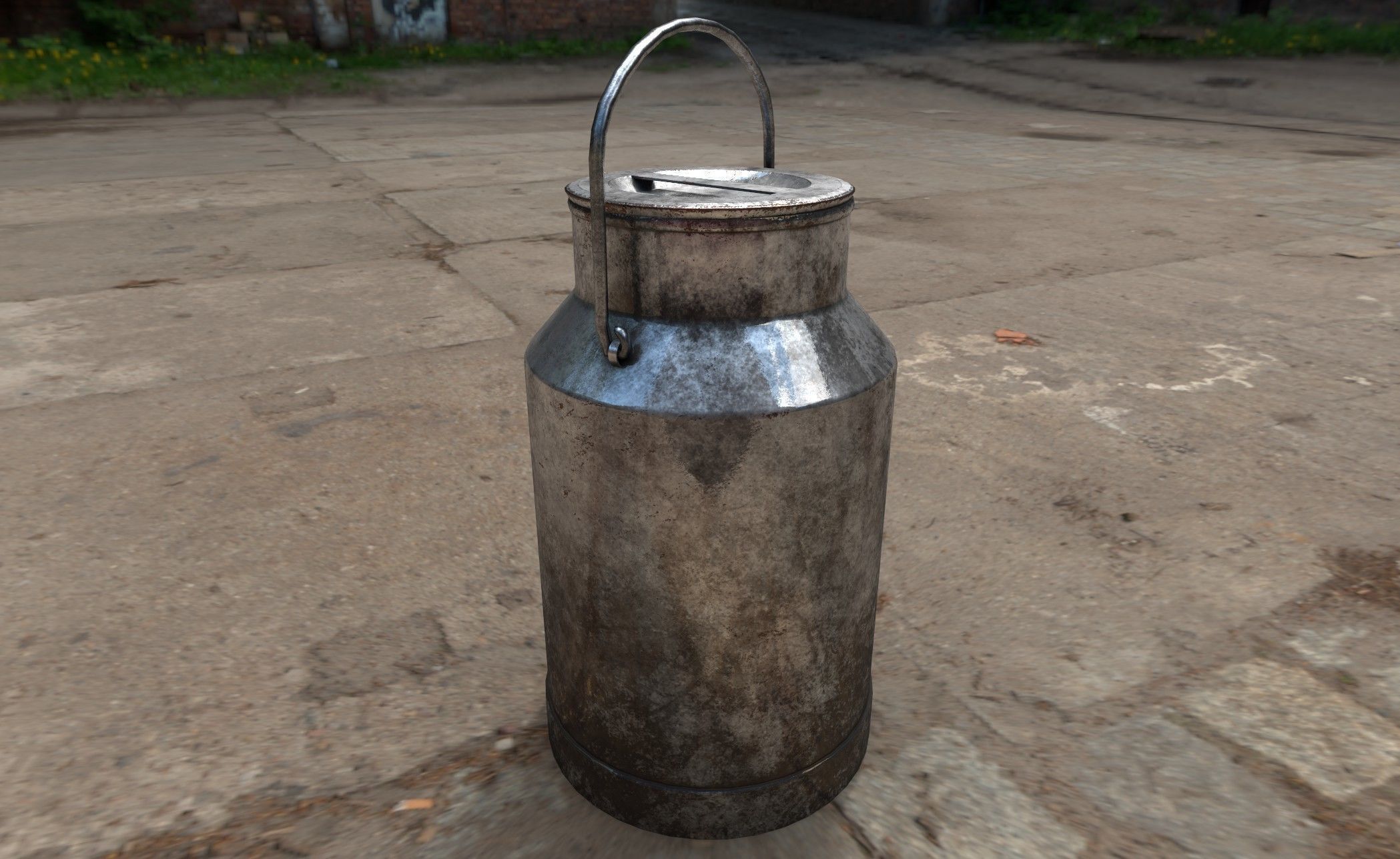 Used Milk Churn Low-poly 3D model_2