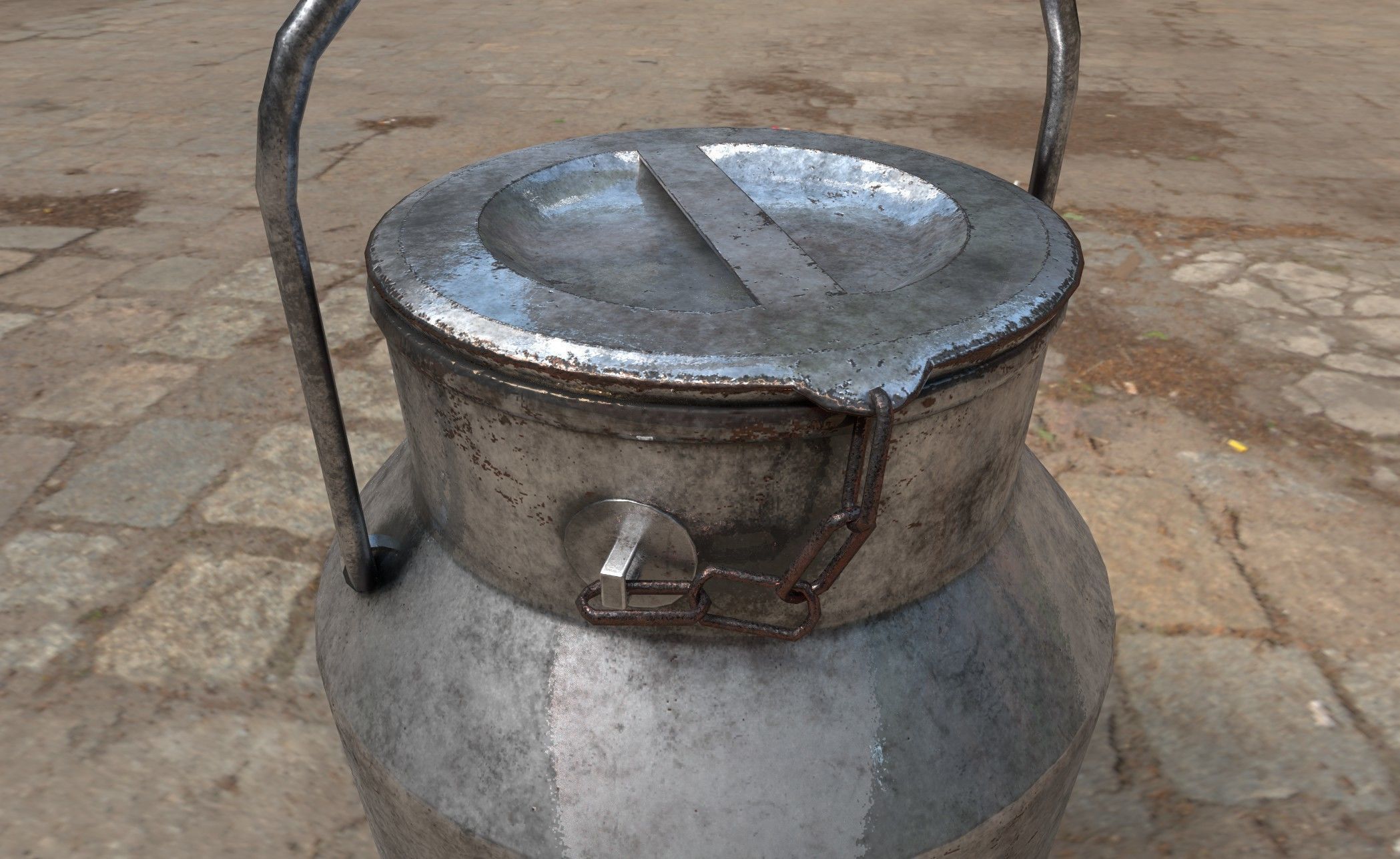 Used Milk Churn Low-poly 3D model_4